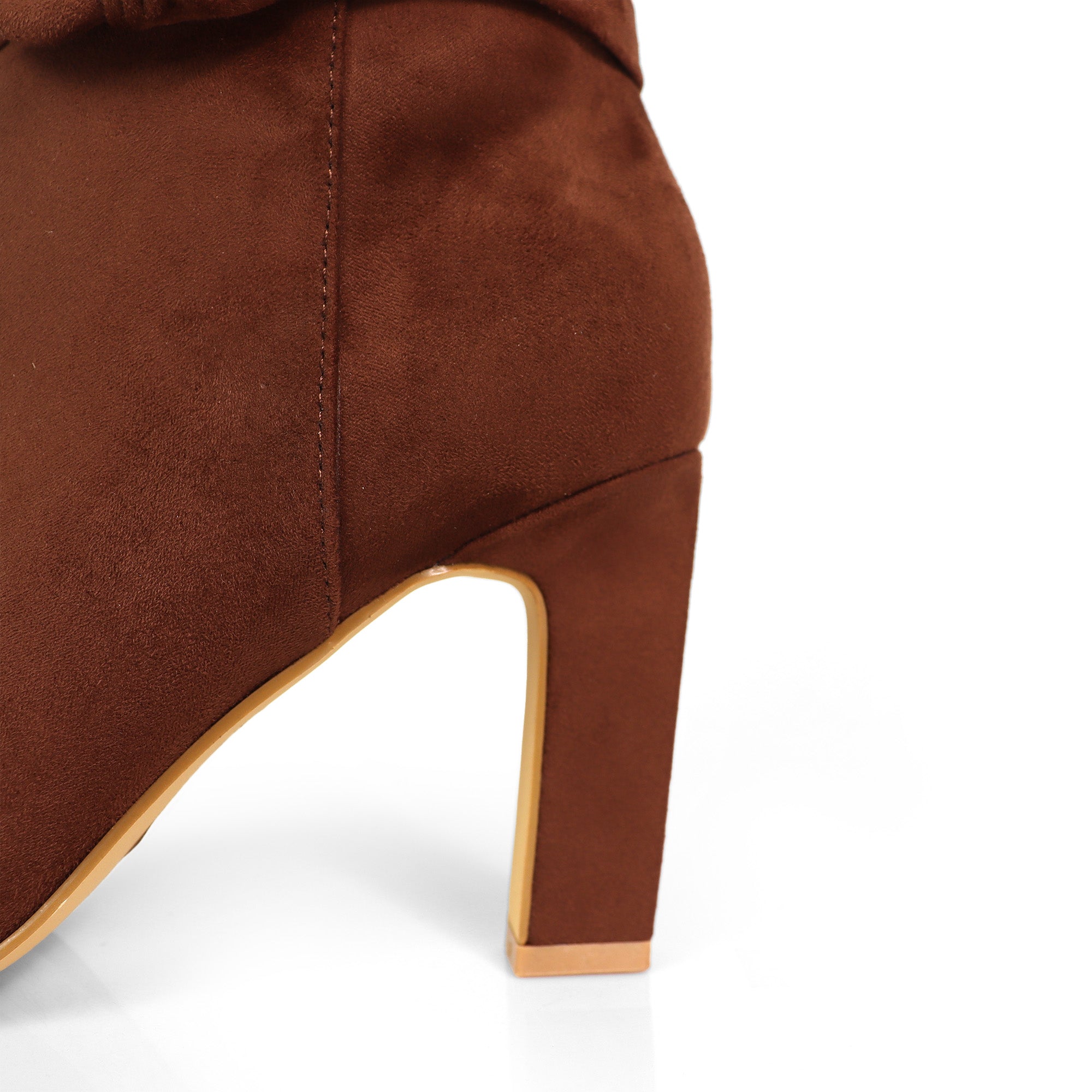 JANETH-1 SUEDE ANCKLE KNOT CHUNKY HEEL BOOTS COGNAC