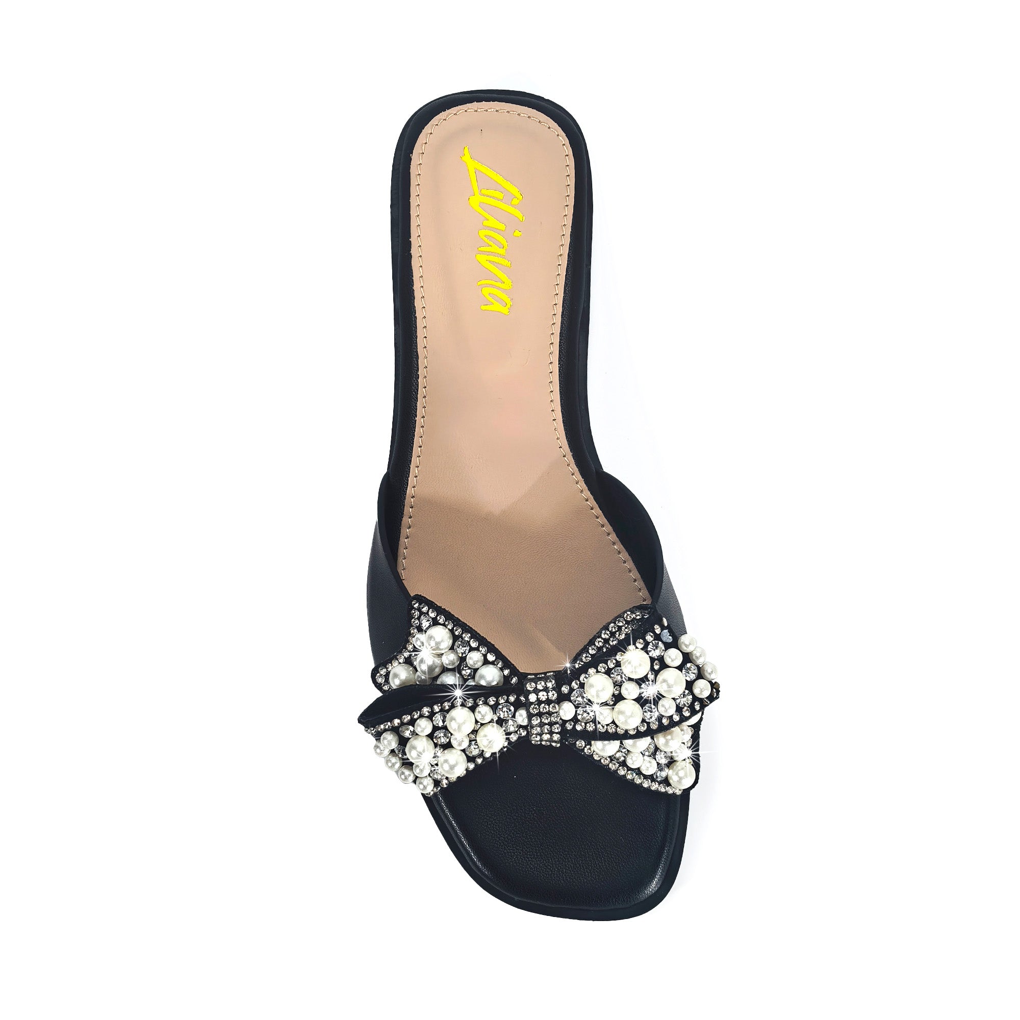 JAVADI-1 PEARL RHINSTONE SANDAL BLACK
