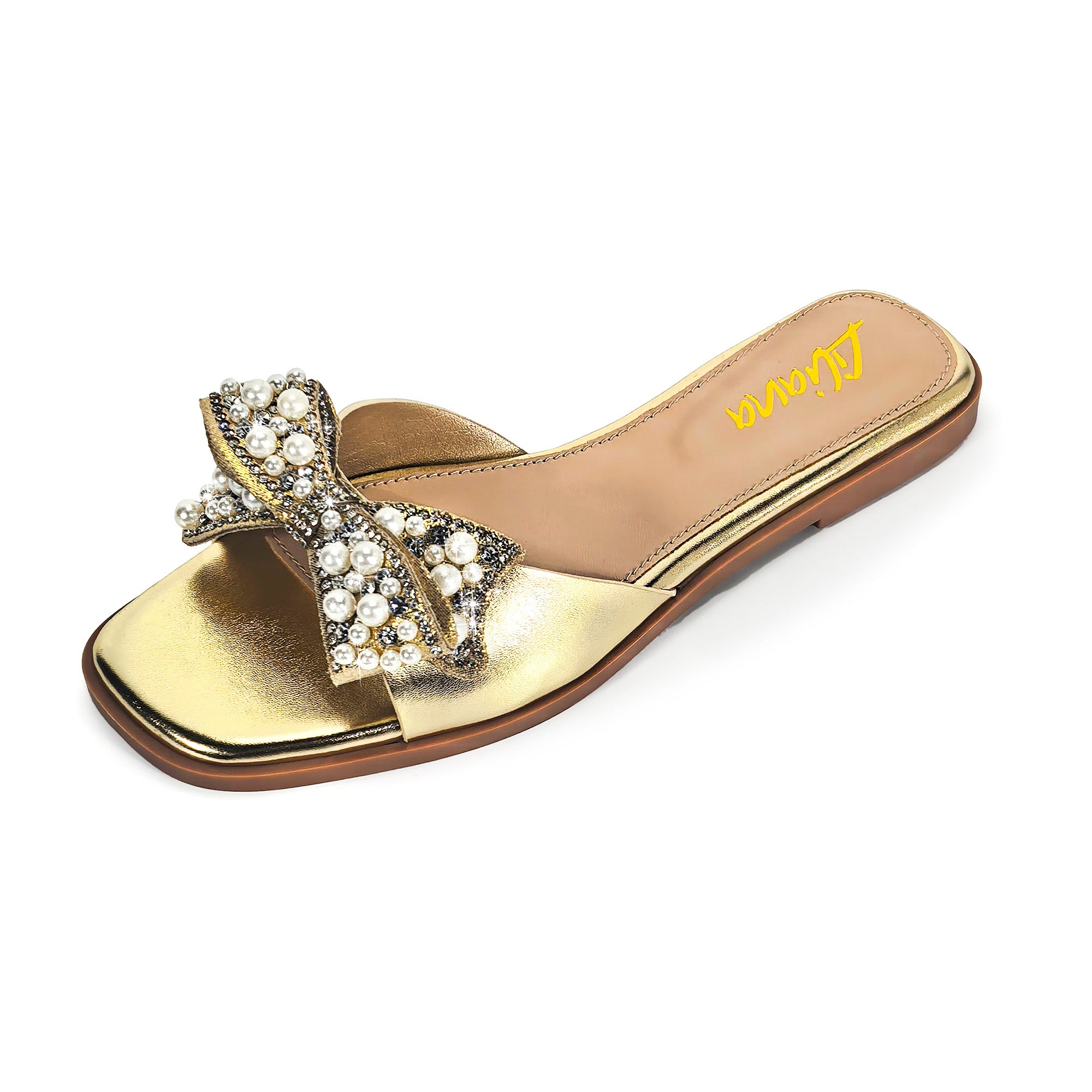 JAVADI-1 PEARL RHINSTONE SANDAL GOLD