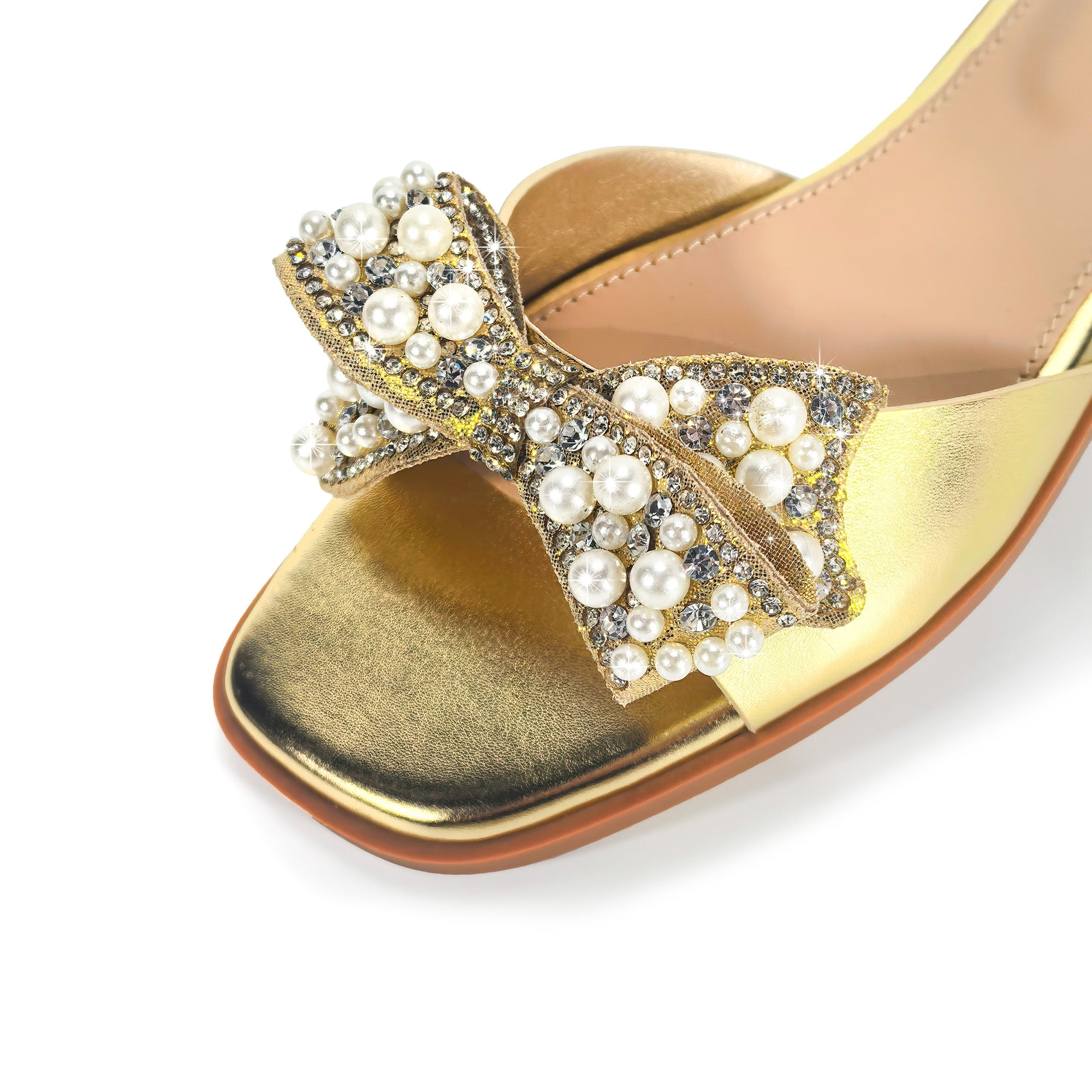 JAVADI-1 PEARL RHINSTONE SANDAL GOLD