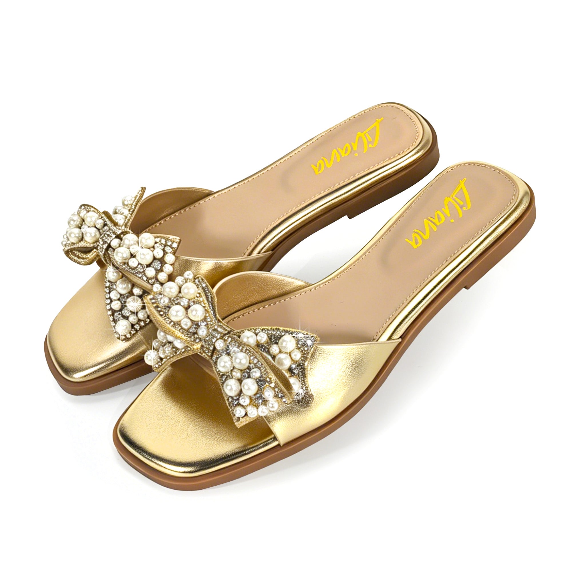 JAVADI-1 PEARL RHINSTONE SANDAL GOLD