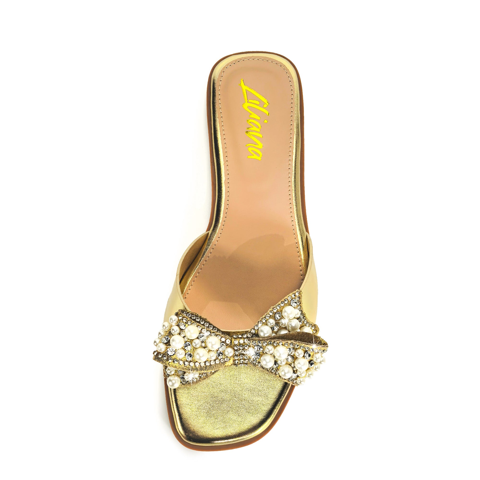 JAVADI-1 PEARL RHINSTONE SANDAL GOLD
