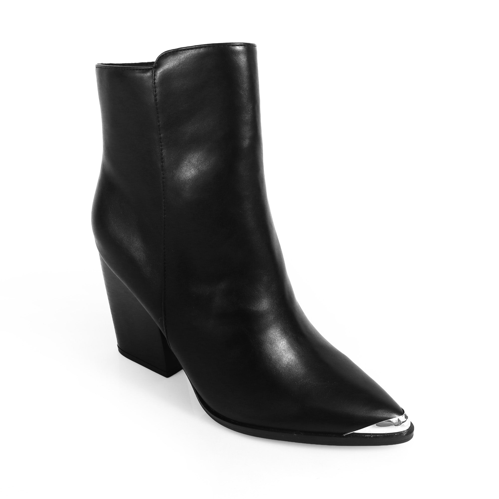 JAVIER-1 METAL TOE CAP BOOTI W/ STACK HEEL BLACK