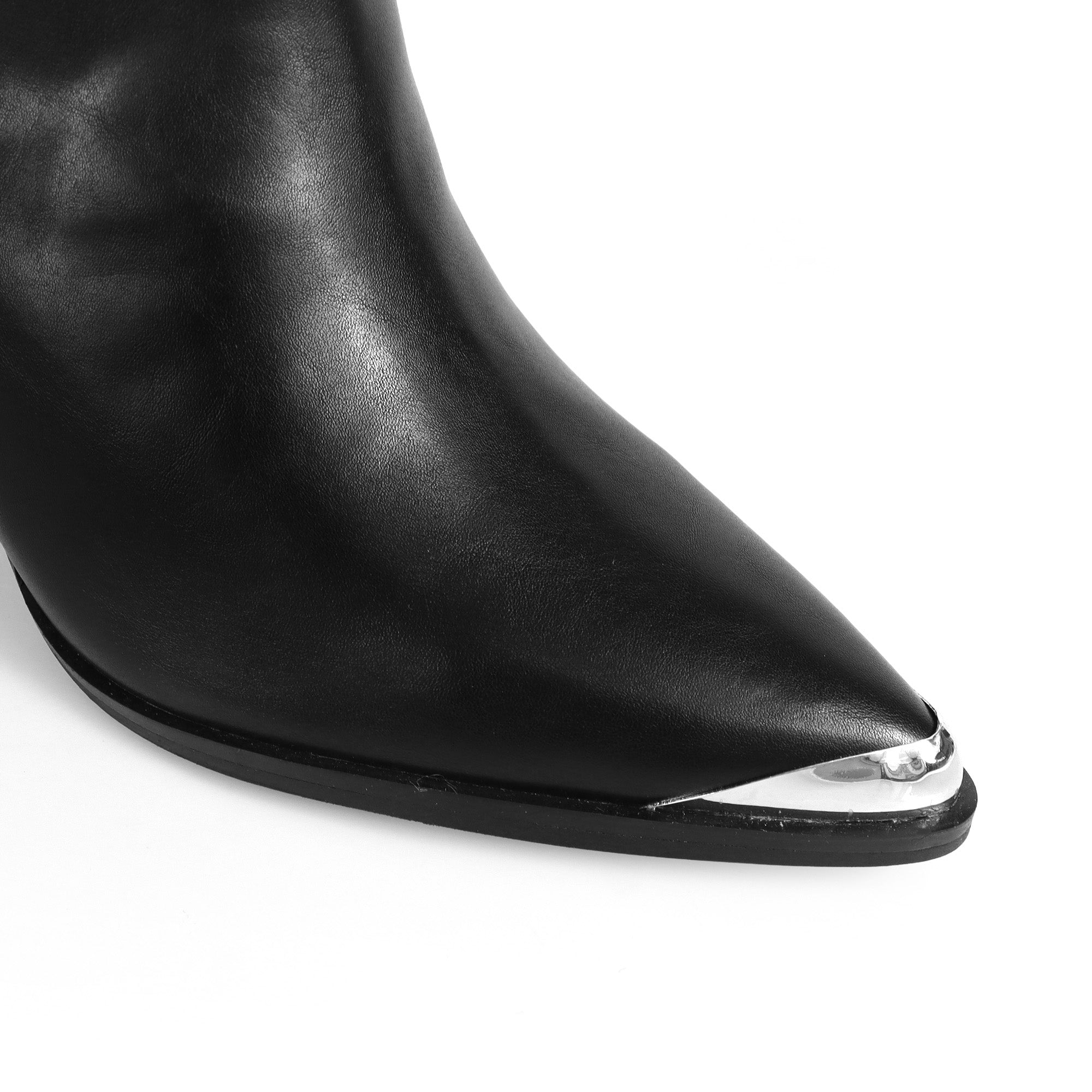 JAVIER-1 METAL TOE CAP BOOTI W/ STACK HEEL BLACK