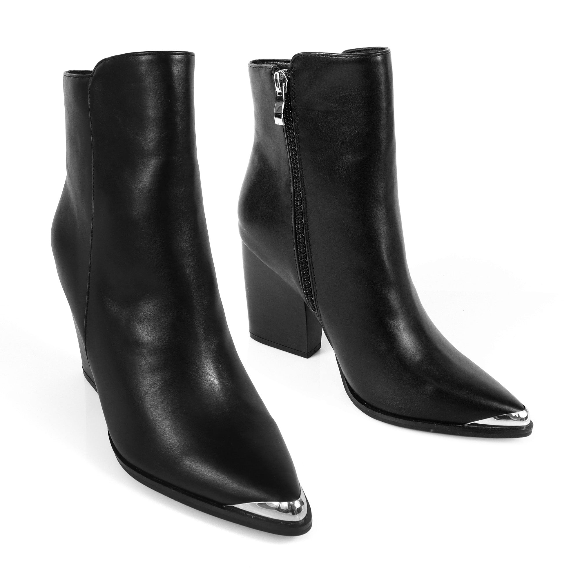 JAVIER-1 METAL TOE CAP BOOTI W/ STACK HEEL BLACK