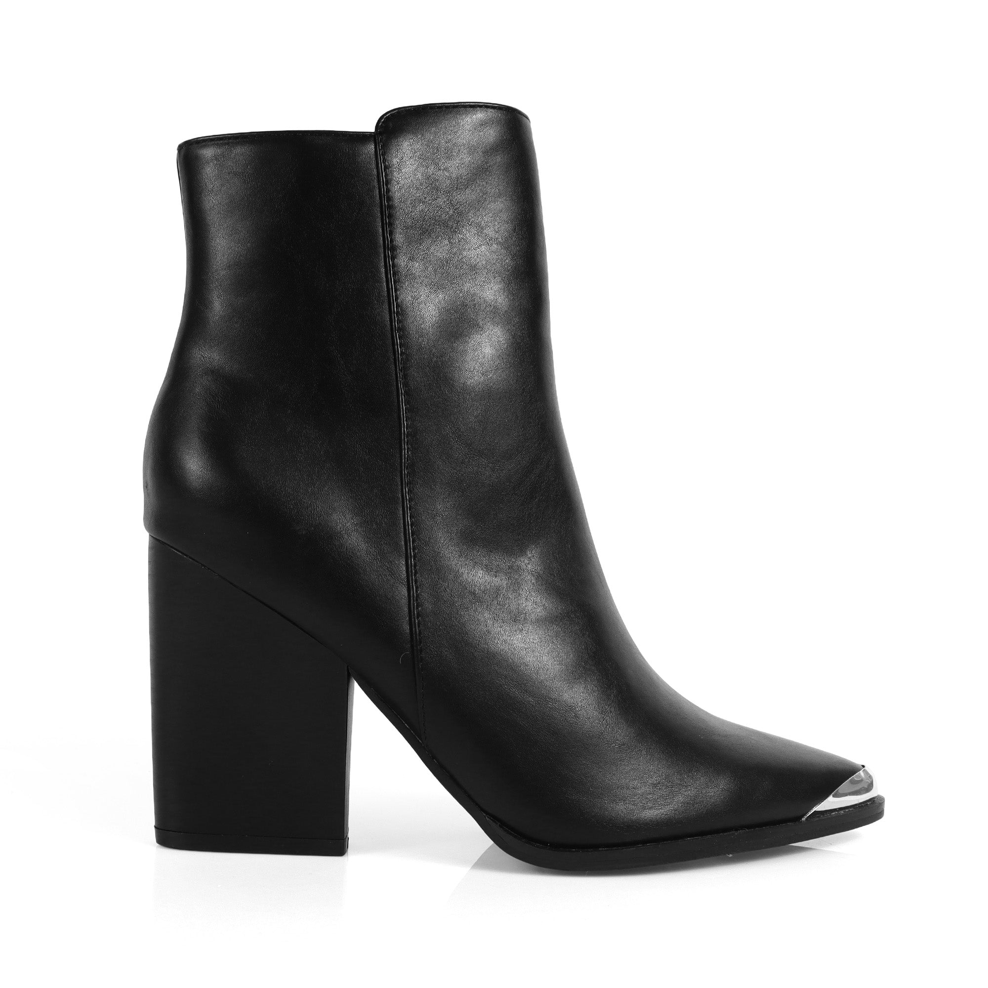 JAVIER-1 METAL TOE CAP BOOTI W/ STACK HEEL BLACK