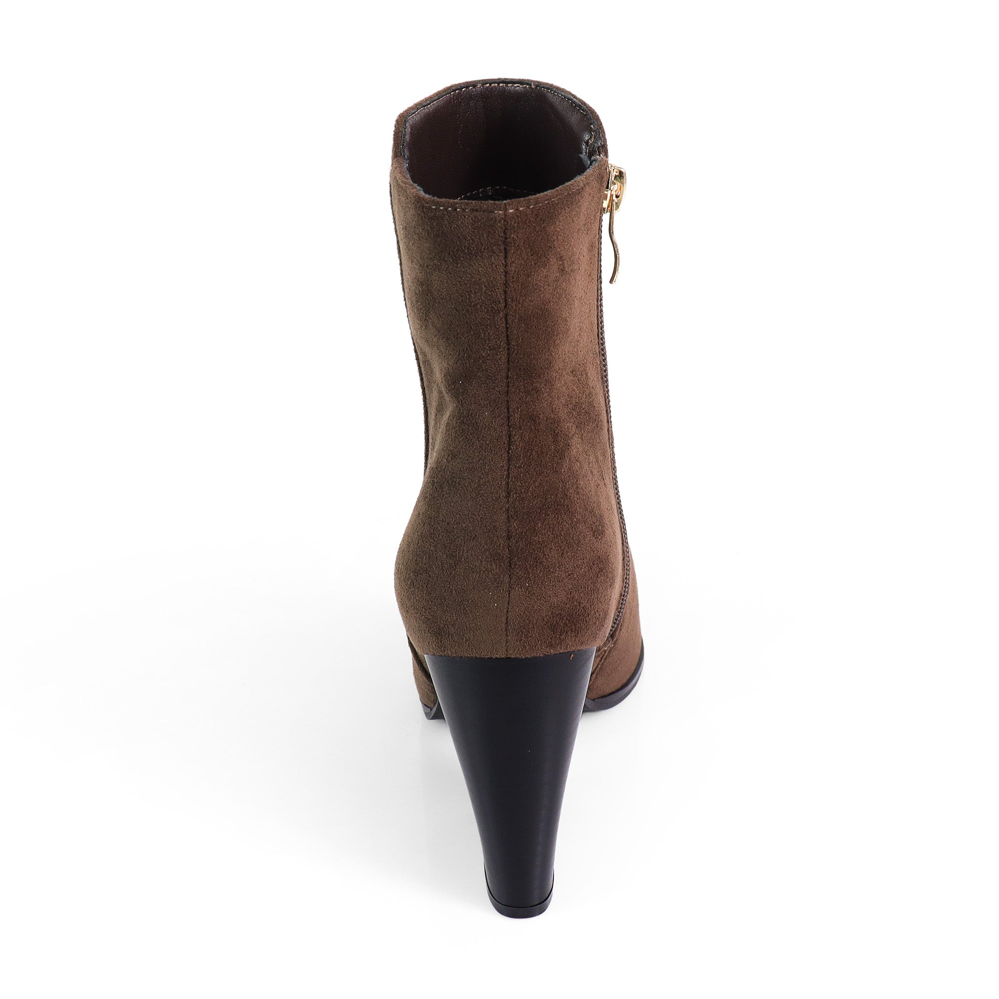JAVIER-1 METAL TOE CAP BOOTI W/ STACK HEEL CHOCOLATE SUEDE