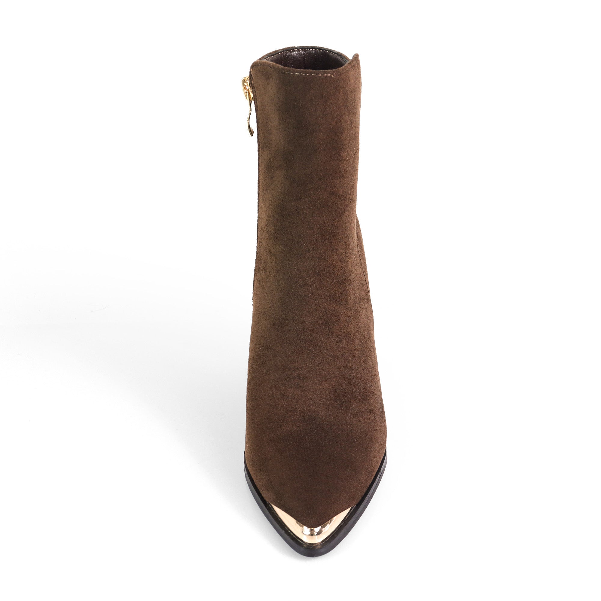 JAVIER-1 METAL TOE CAP BOOTI W/ STACK HEEL CHOCOLATE SUEDE