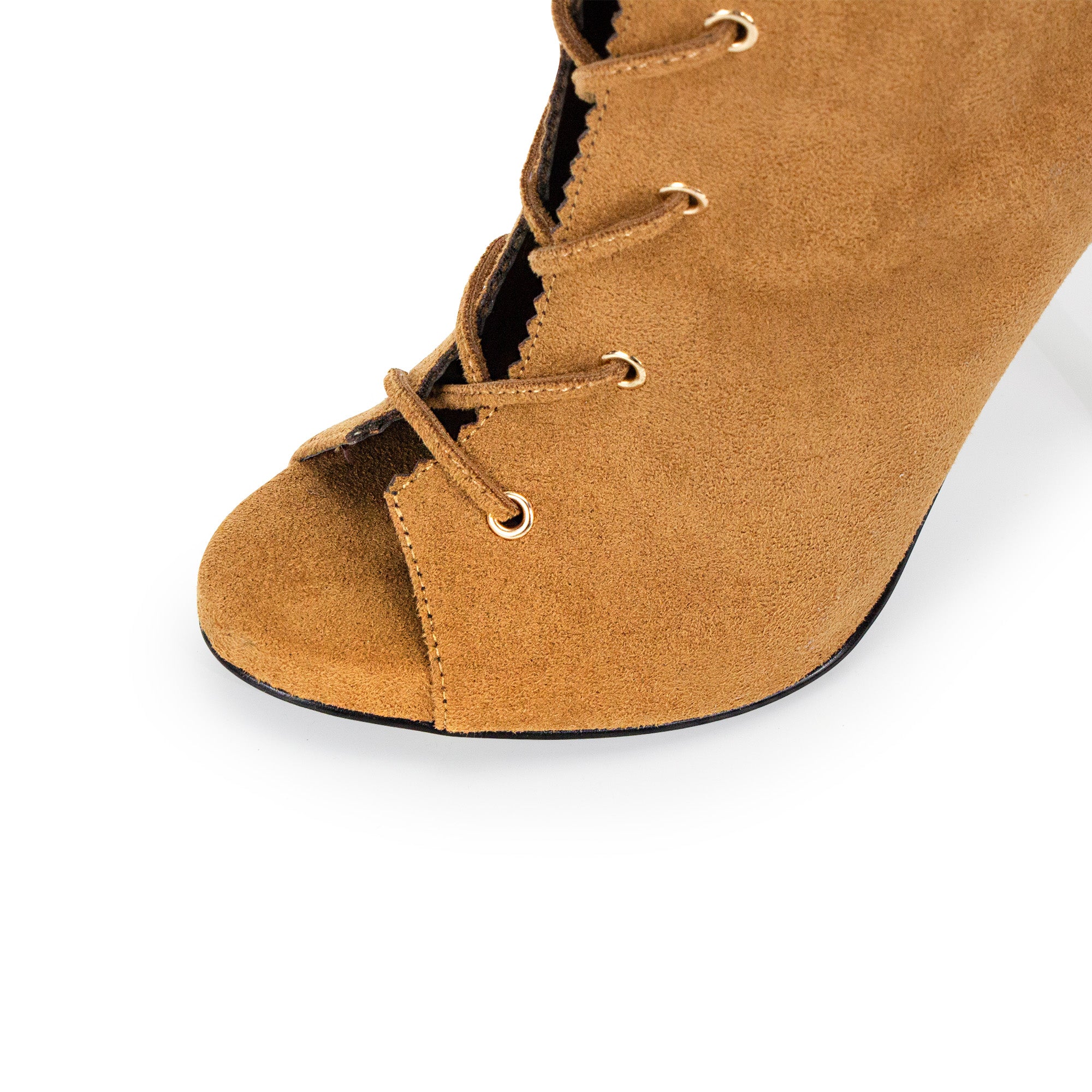 JAVIERA-1 PEEL TOE LACE UP W/ HEEL CAMEL