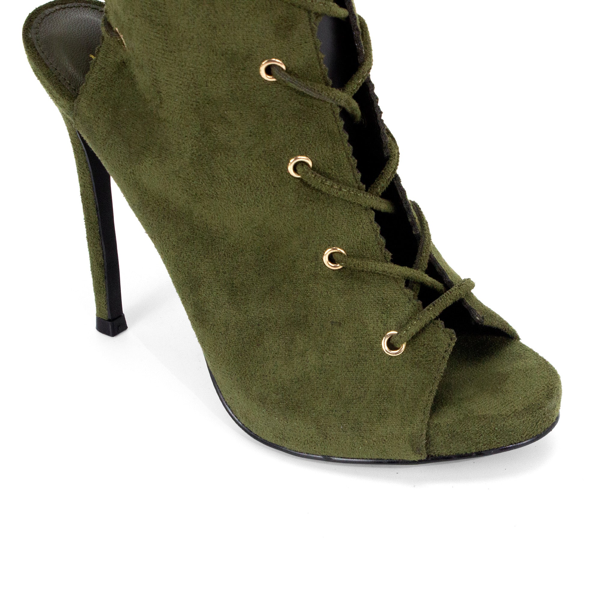 JAVIERA-1 PEEL TOE LACE UP W/ HEEL OLIVE