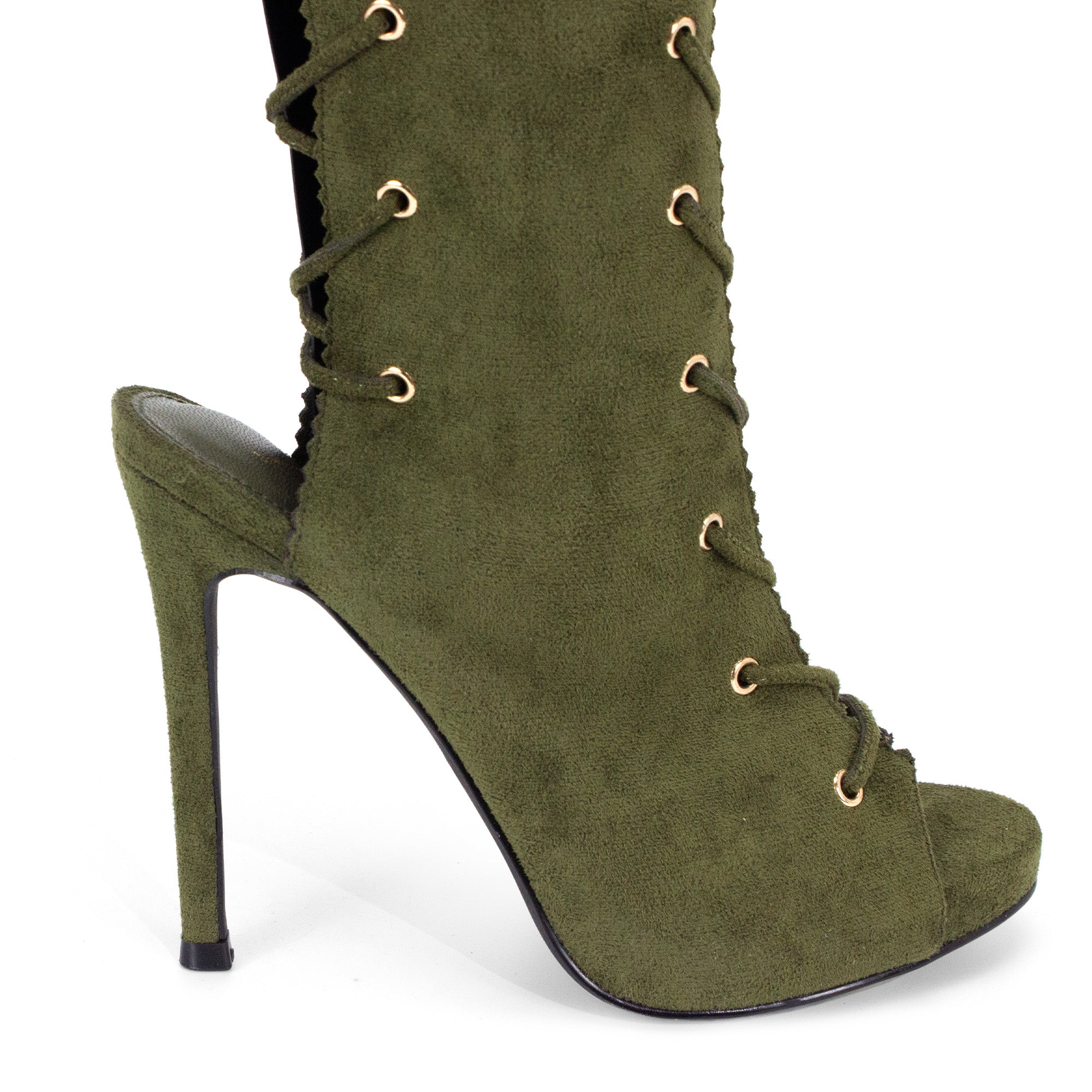 JAVIERA-1 PEEL TOE LACE UP W/ HEEL OLIVE
