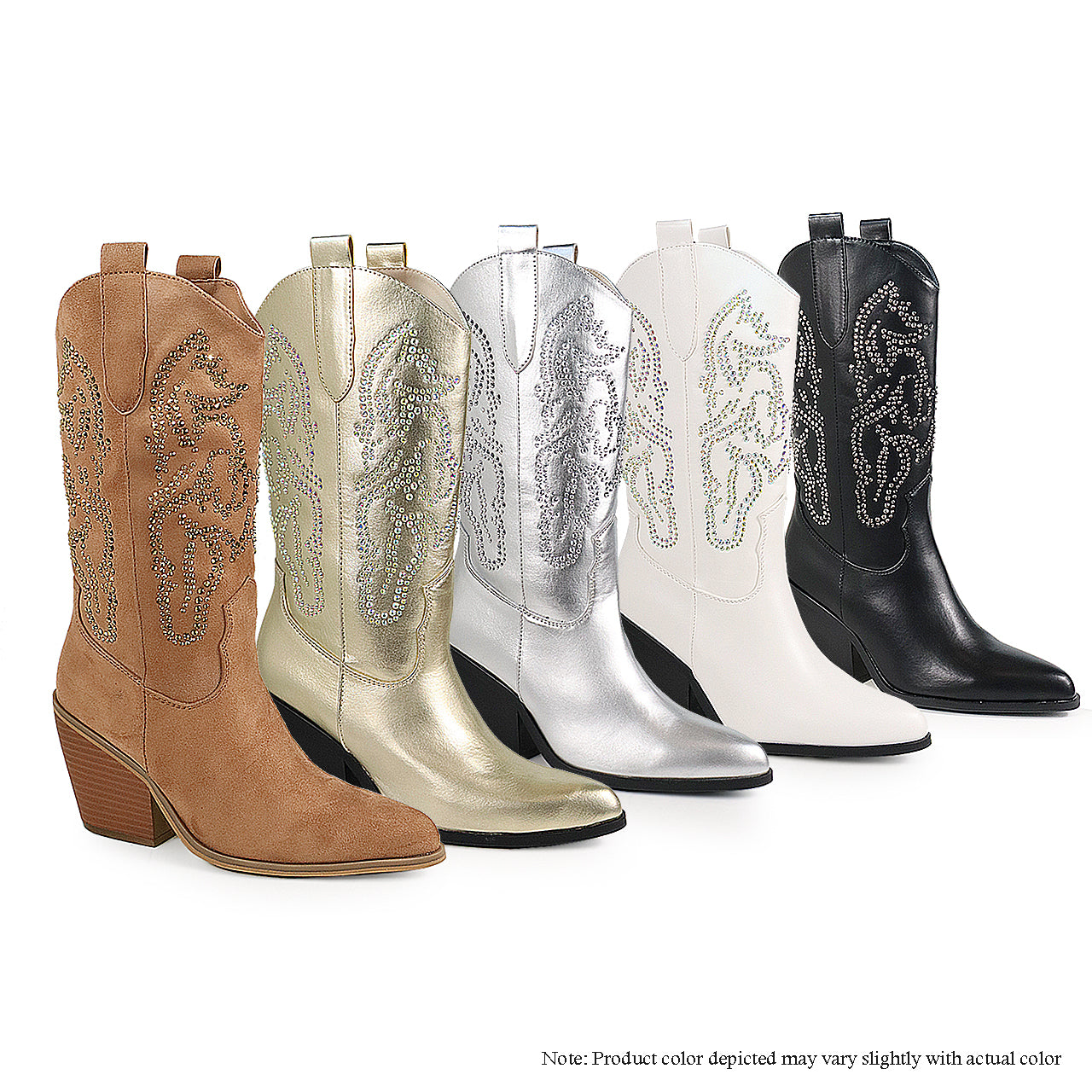 JAX-1 MID HIGH COWBOY BOOTS W/ RHINESTONES