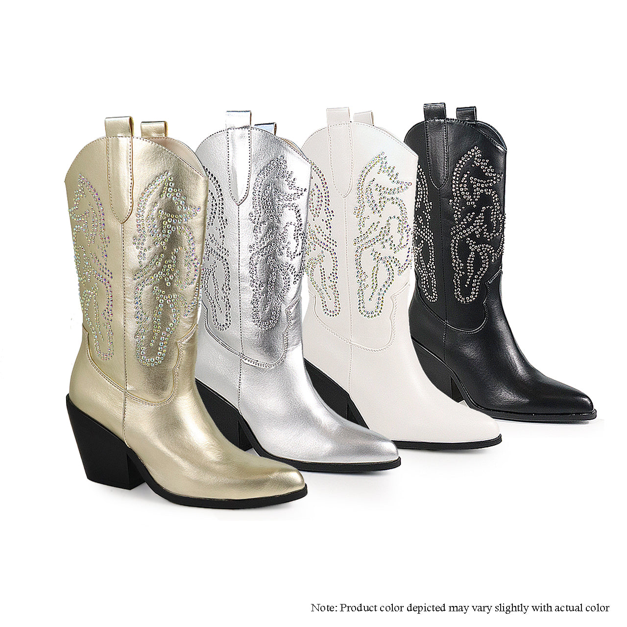 JAX-1 MID HIGH COWBOY BOOTS W/ RHINESTONES