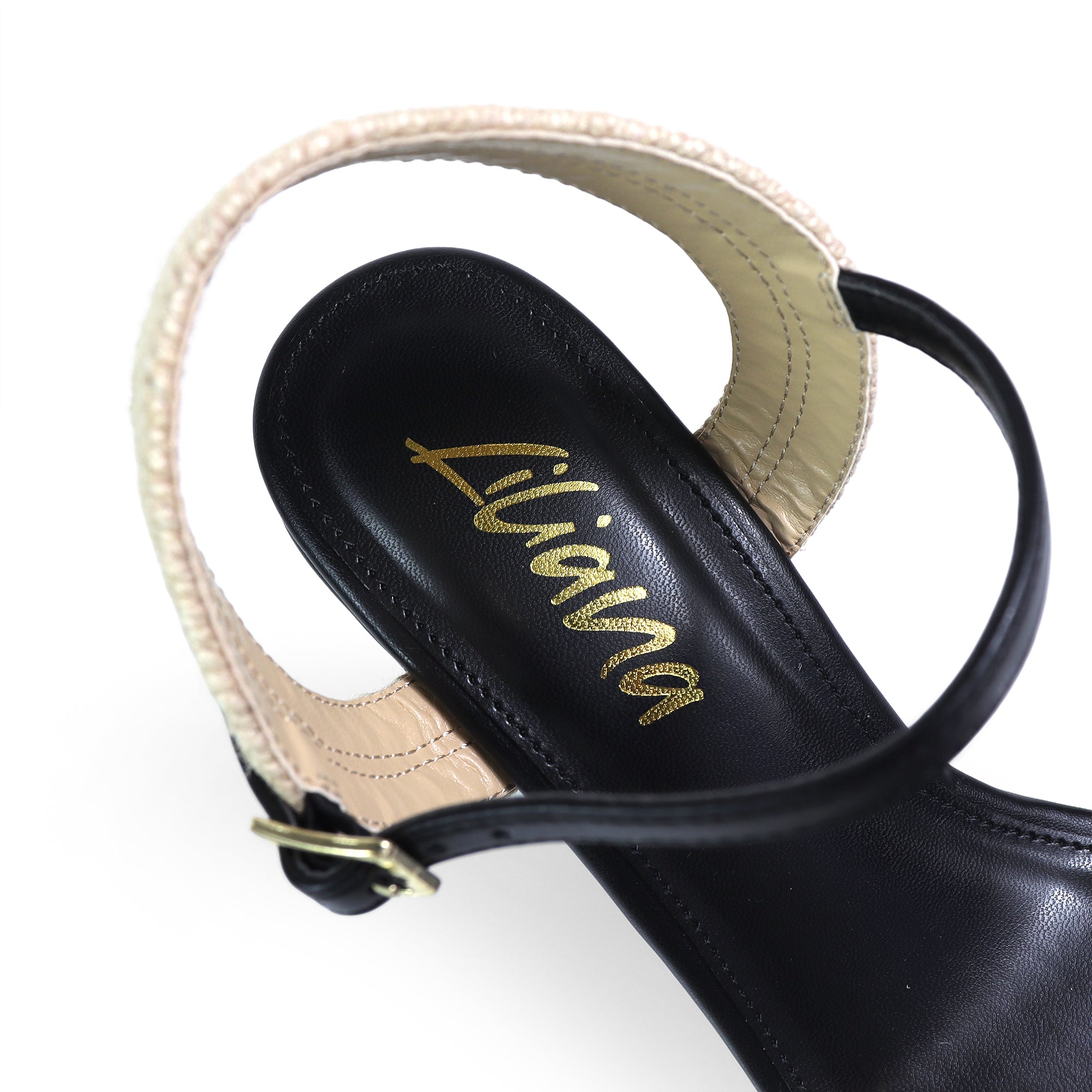 JENNIE-13 ANKLE STRAP ESPADRILLE WEDGE BLACK