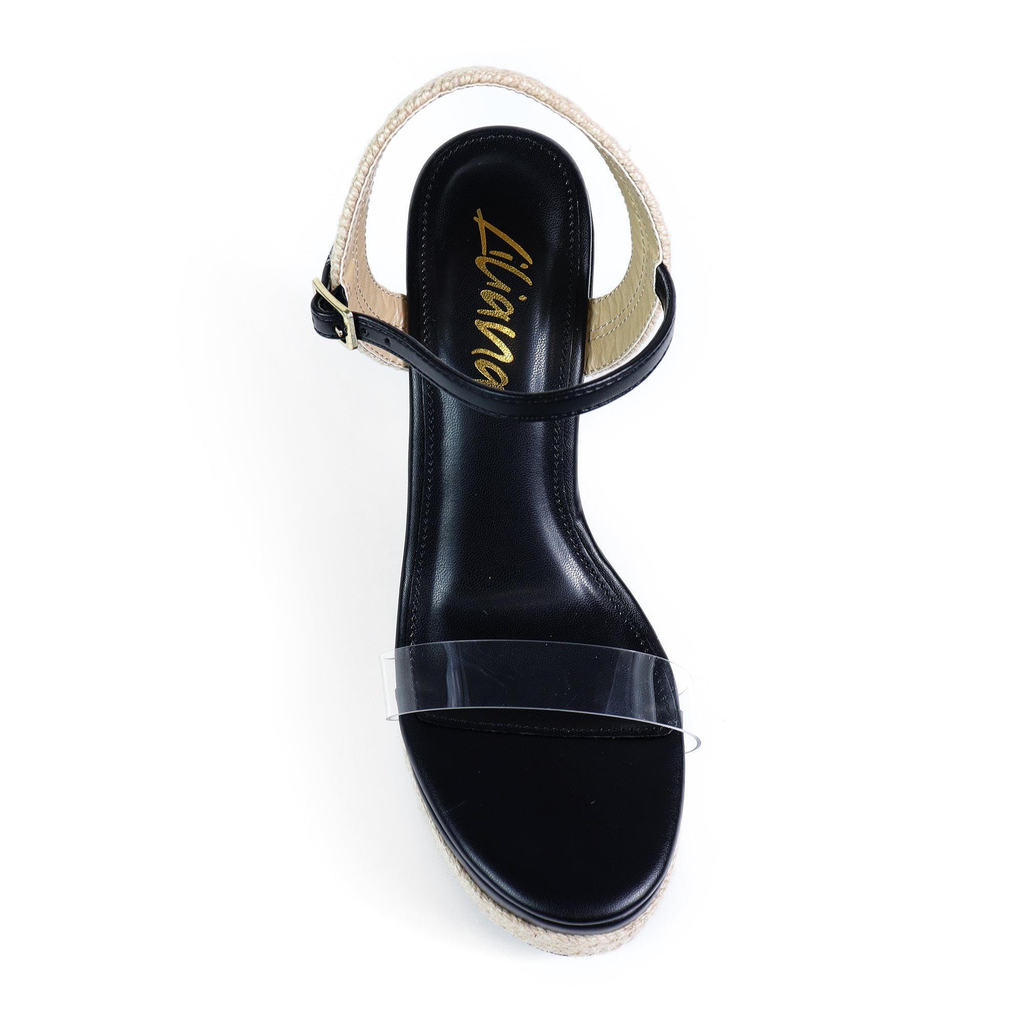 JENNIE-13 ANKLE STRAP ESPADRILLE WEDGE BLACK