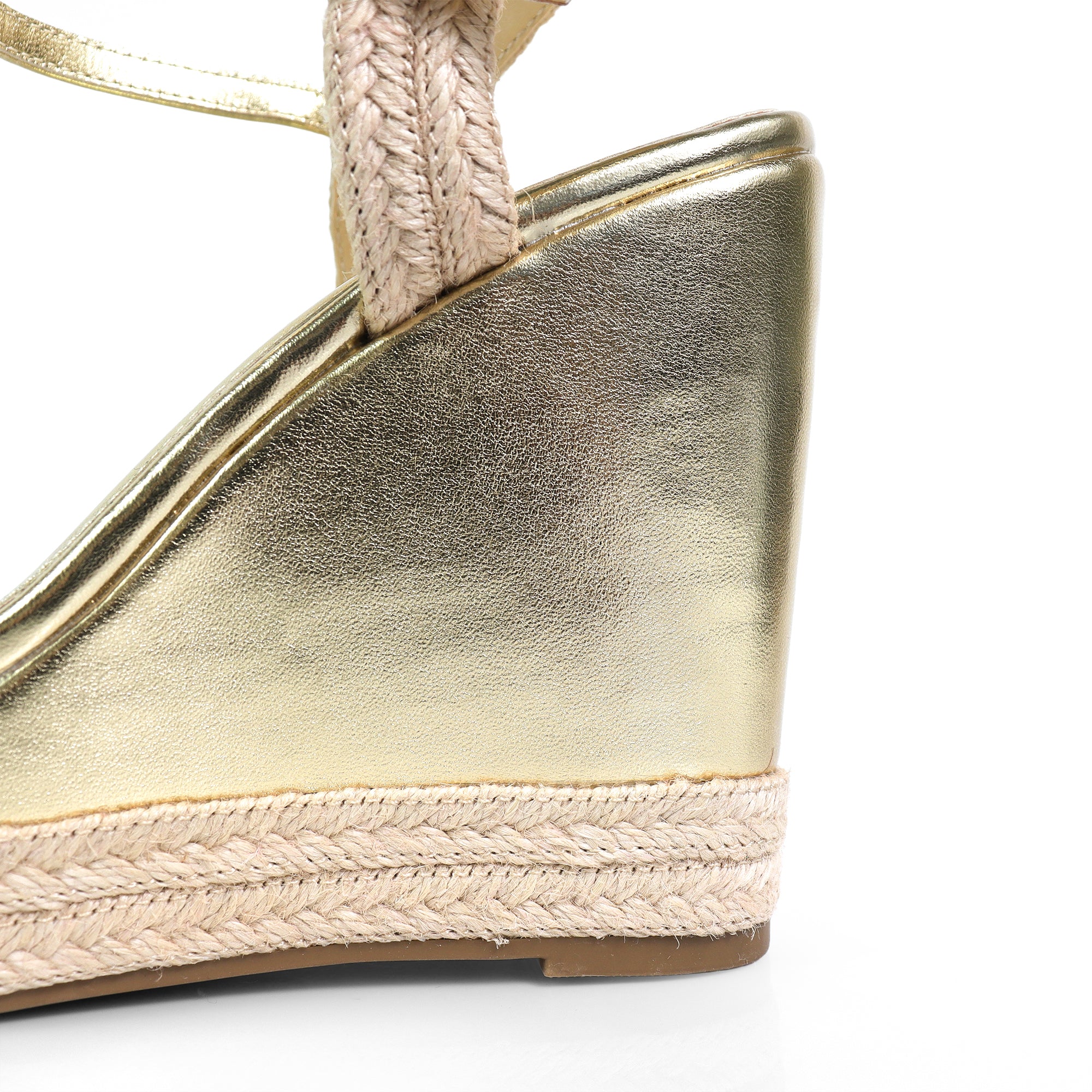 JENNIE-13 ANKLE STRAP ESPADRILLE WEDGE GOLD