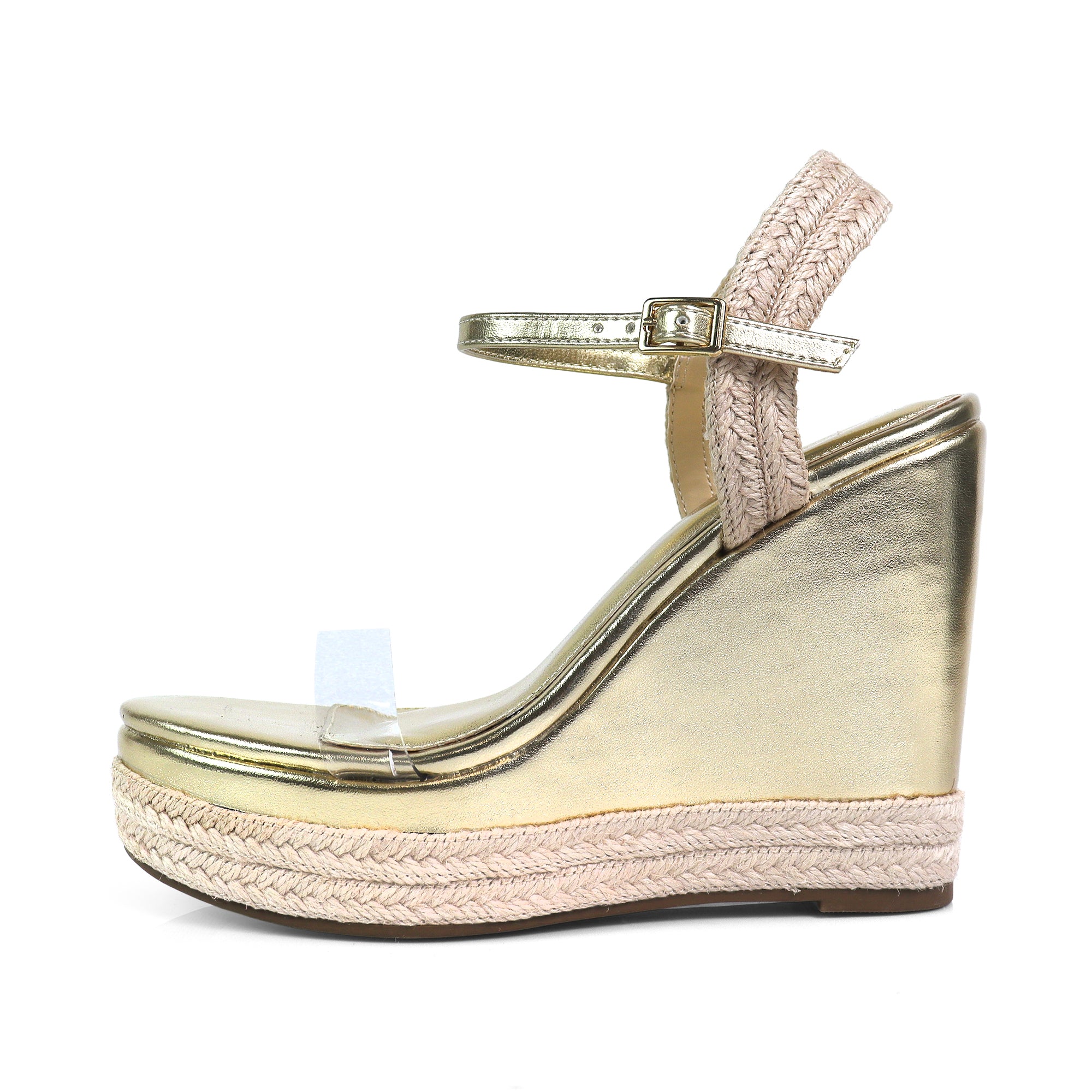 JENNIE-13 ANKLE STRAP ESPADRILLE WEDGE GOLD