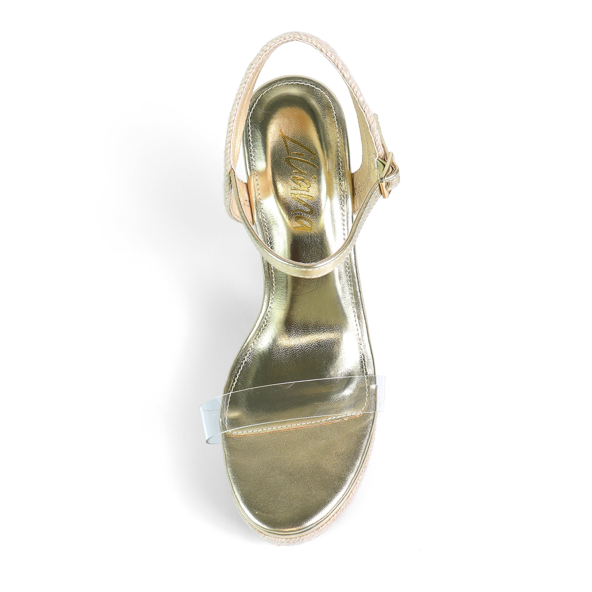JENNIE-13 ANKLE STRAP ESPADRILLE WEDGE GOLD