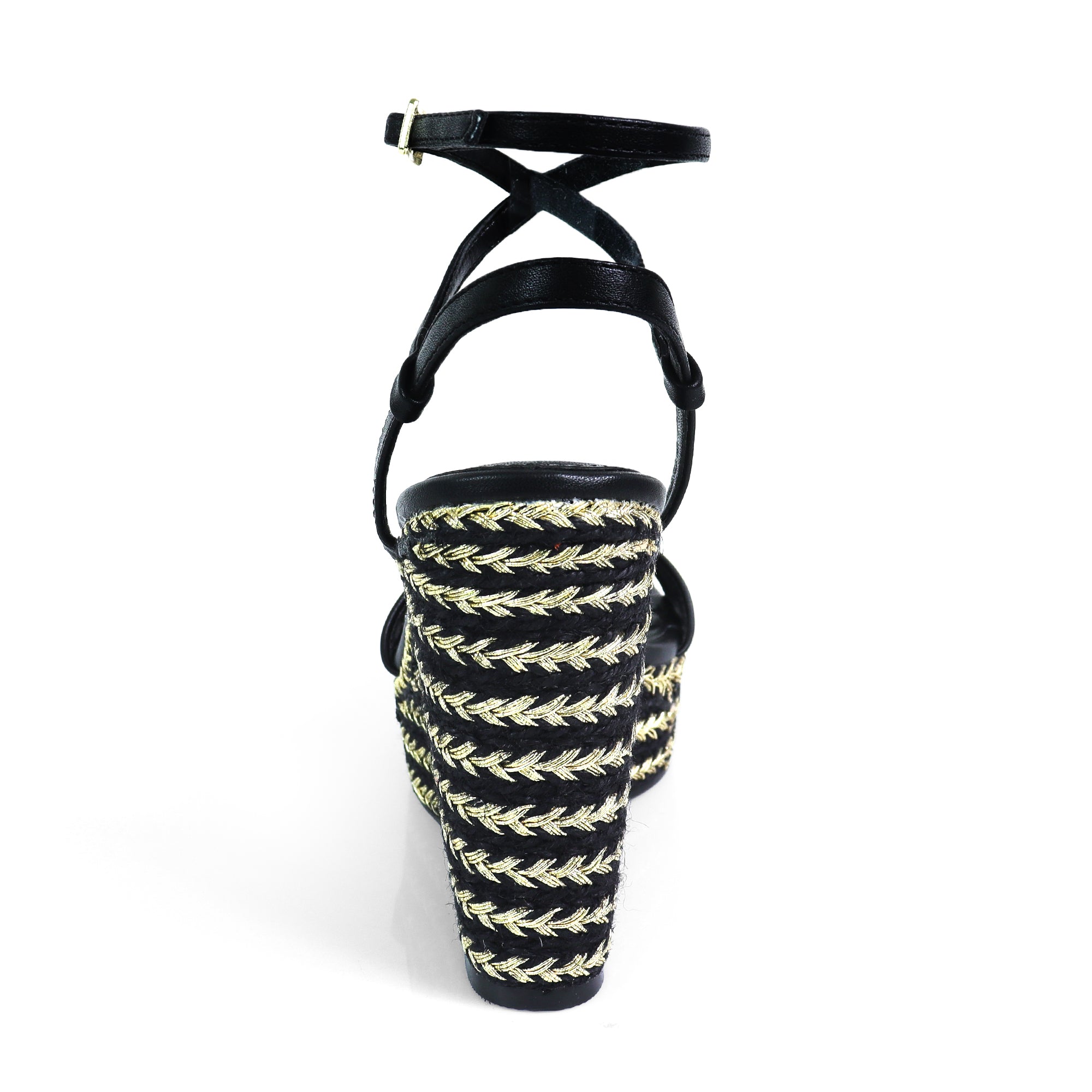 JENNIE-2 ANKLE STRAP ESPADRILLE WEDGE BLACK