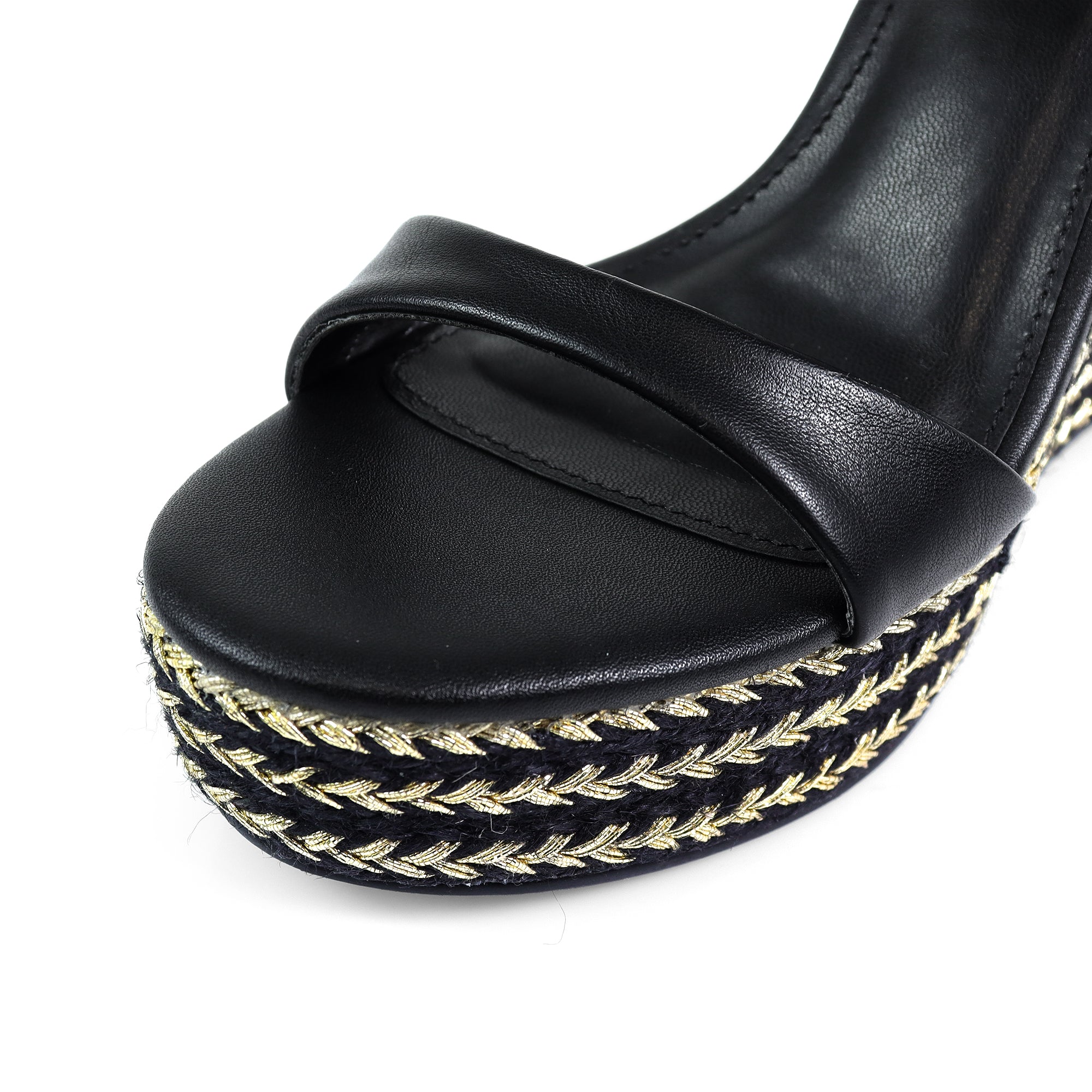 JENNIE-2 ANKLE STRAP ESPADRILLE WEDGE BLACK