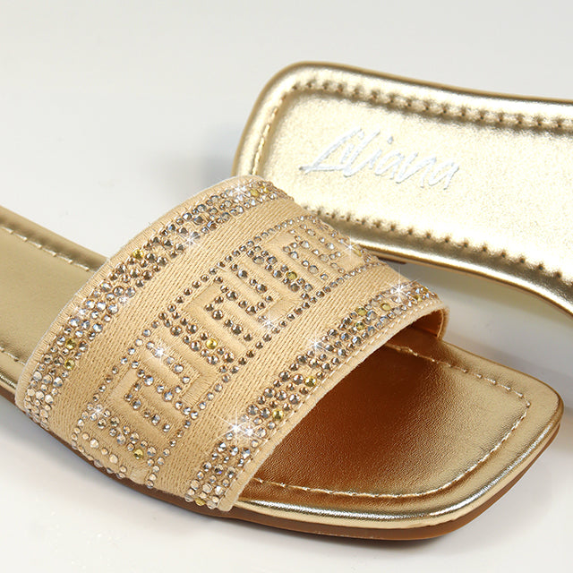 JIMENA-1 EMBROIDERY LILIANA LOGO SHOES GOLD