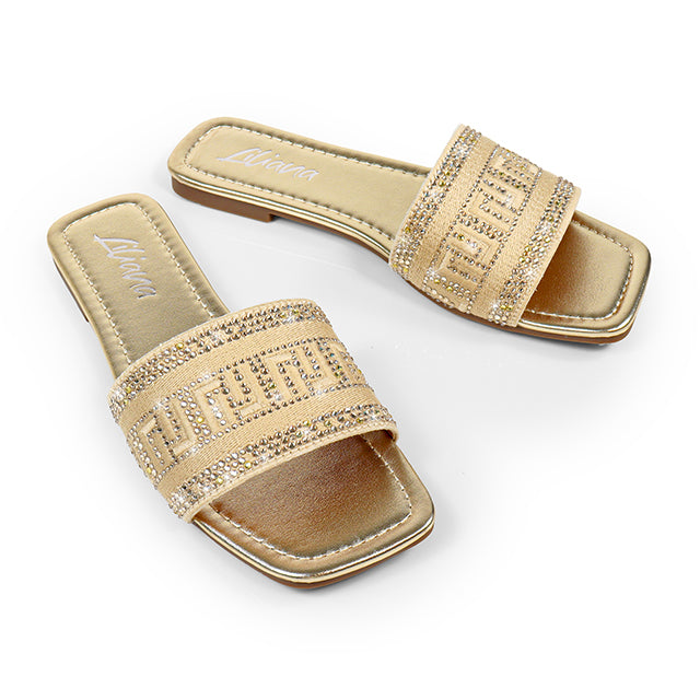JIMENA-1 EMBROIDERY LILIANA LOGO SHOES GOLD