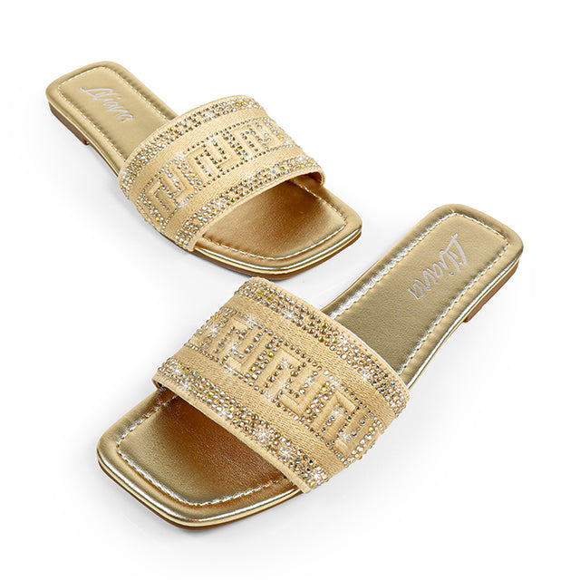 JIMENA-1 EMBROIDERY LILIANA LOGO SHOES GOLD