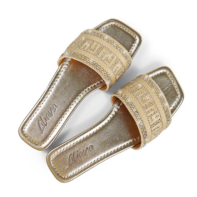 JIMENA-1 EMBROIDERY LILIANA LOGO SHOES GOLD
