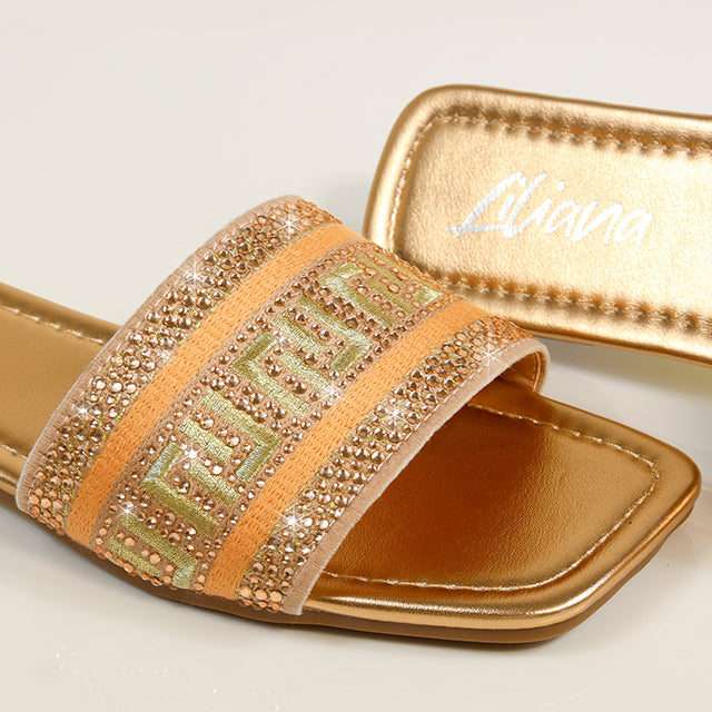 JIMENA-1 EMBROIDERY LILIANA LOGO SHOES ROSEGOLD