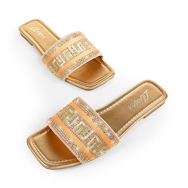 JIMENA-1 EMBROIDERY LILIANA LOGO SHOES ROSEGOLD