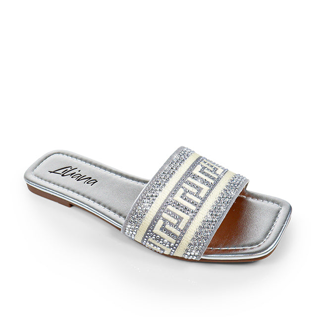 JIMENA-1 EMBROIDERY LILIANA LOGO SHOES SILVER