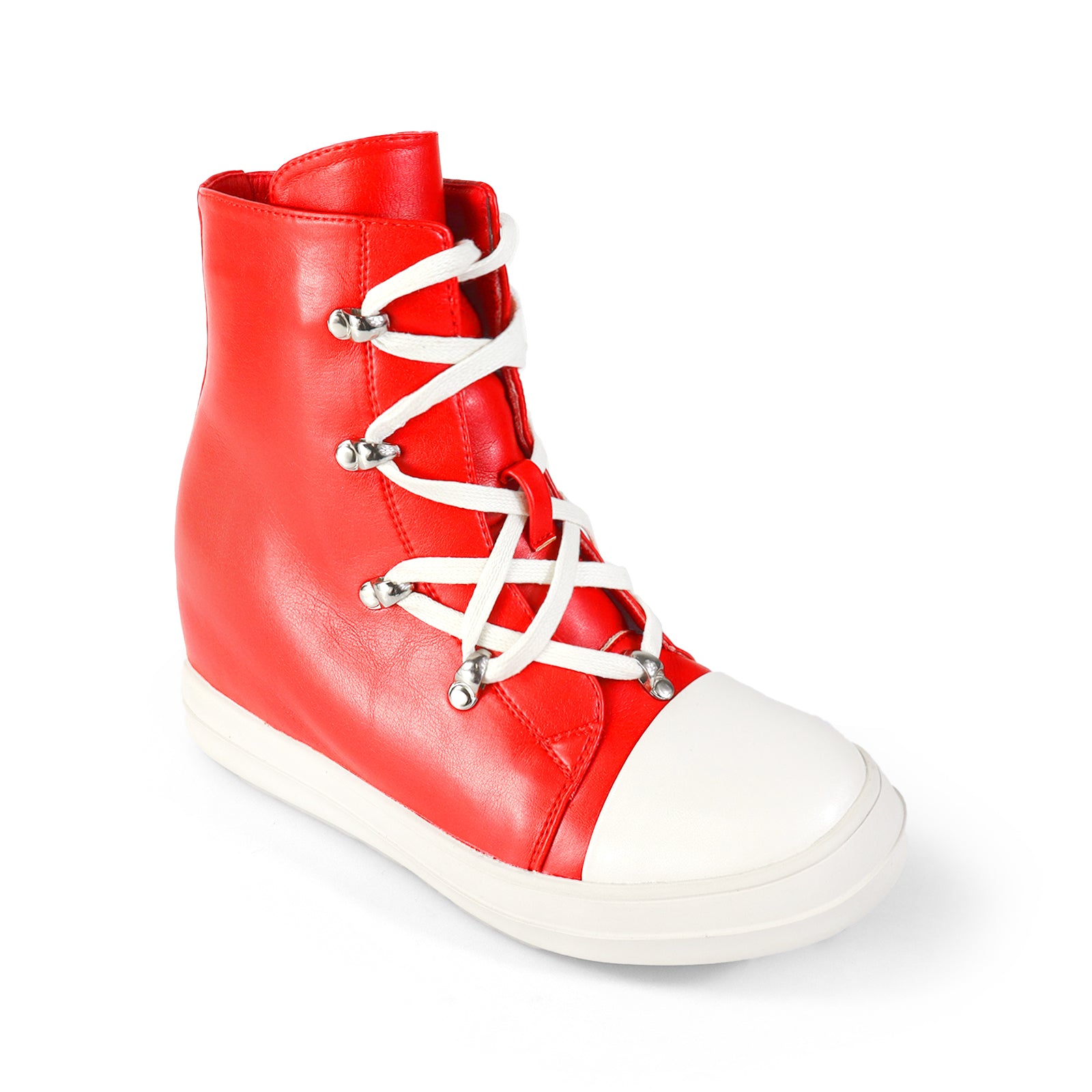 JIMMY-2 HIDDEN WEDGE LACE UP SNEAKER RED