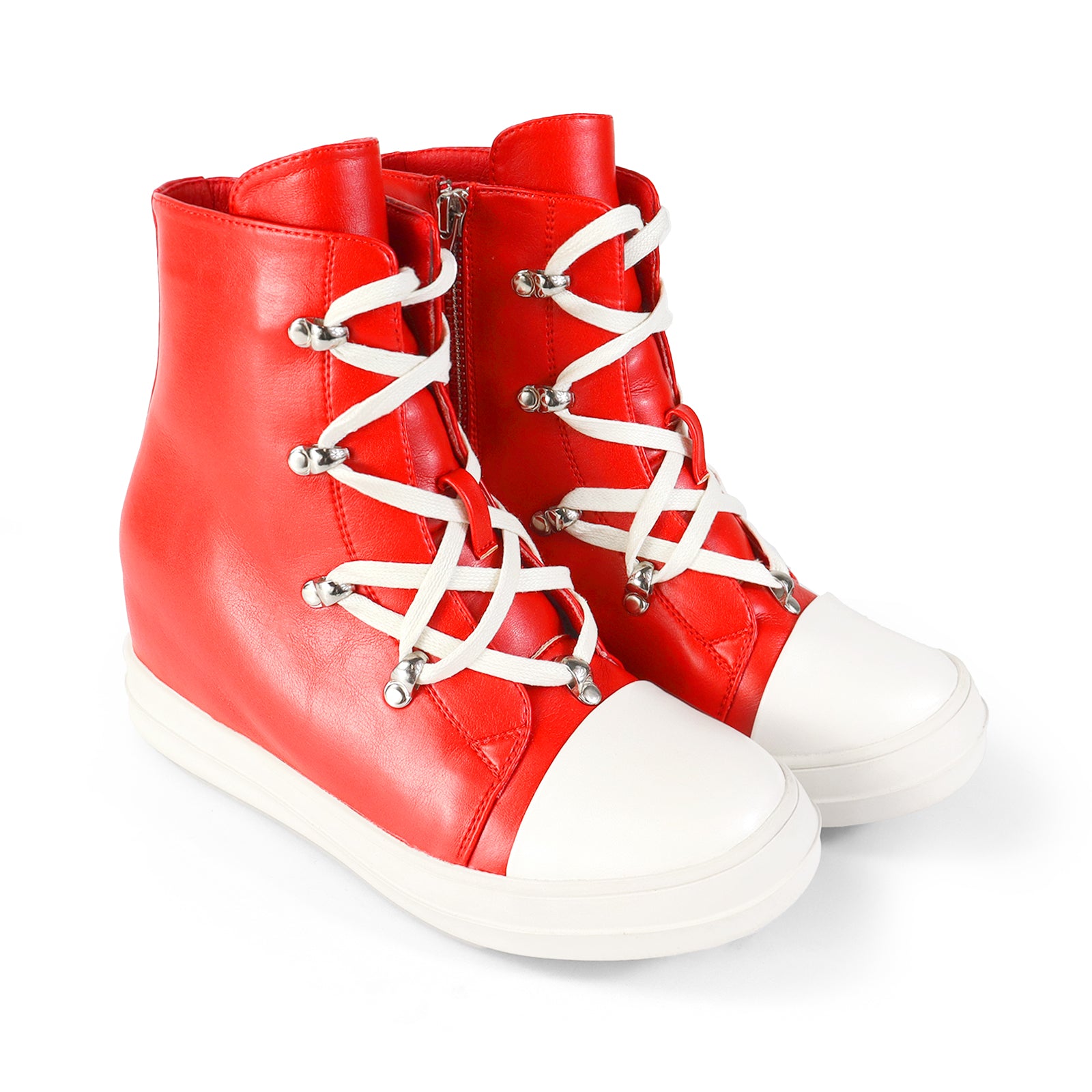 JIMMY-2 HIDDEN WEDGE LACE UP SNEAKER RED