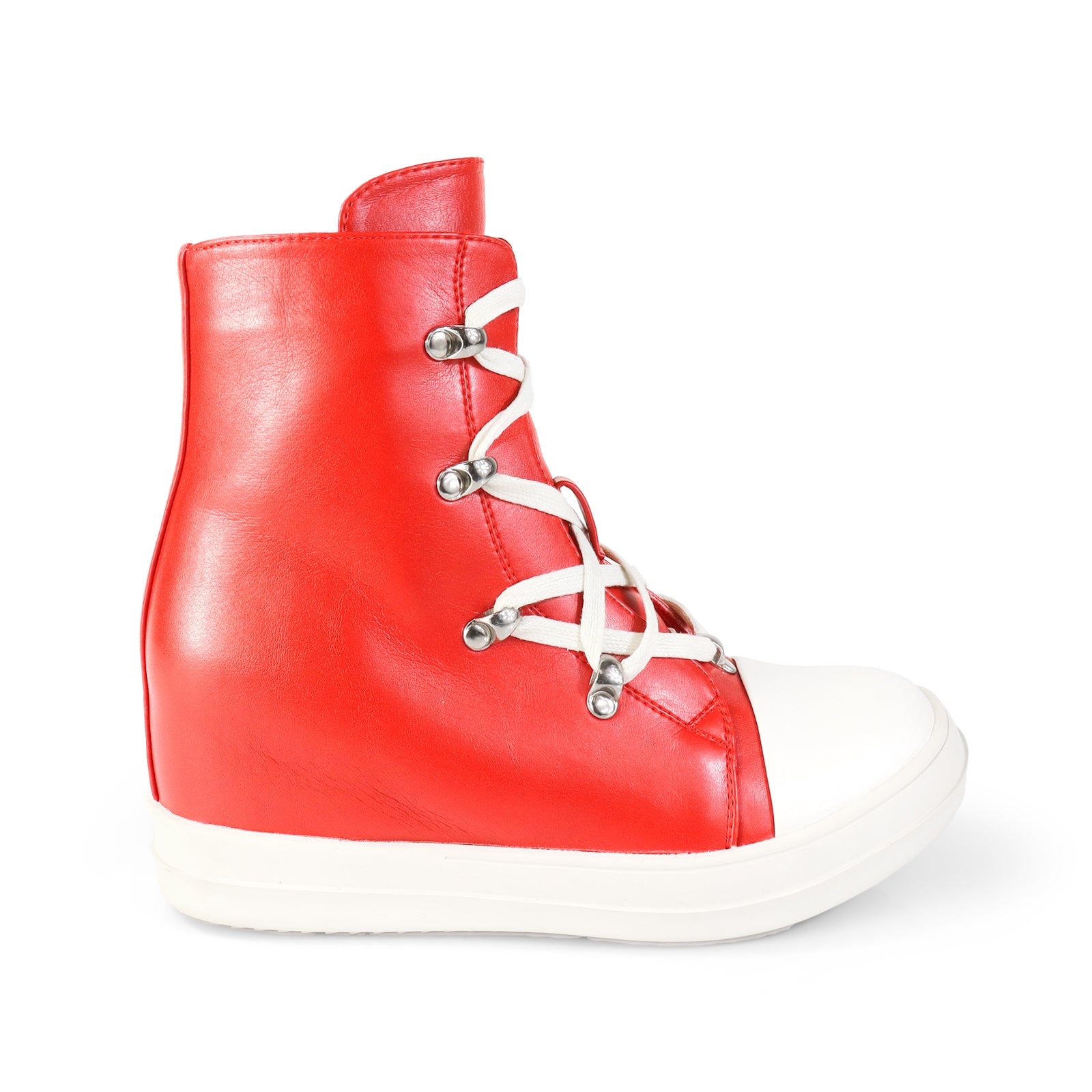JIMMY-2 HIDDEN WEDGE LACE UP SNEAKER RED