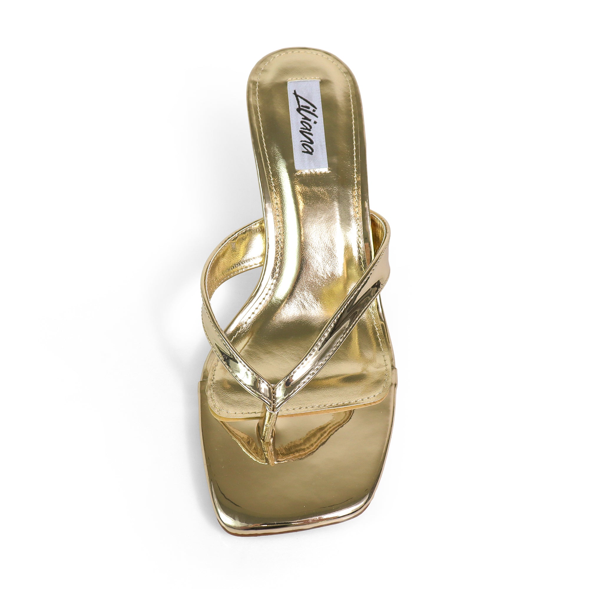 JIN-1 PATENT THONG KITTEN HEEL GOLD