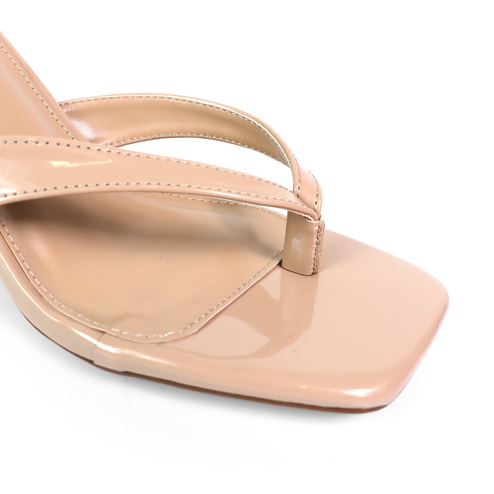 JIN-1 PATENT THONG KITTEN HEEL NUDE