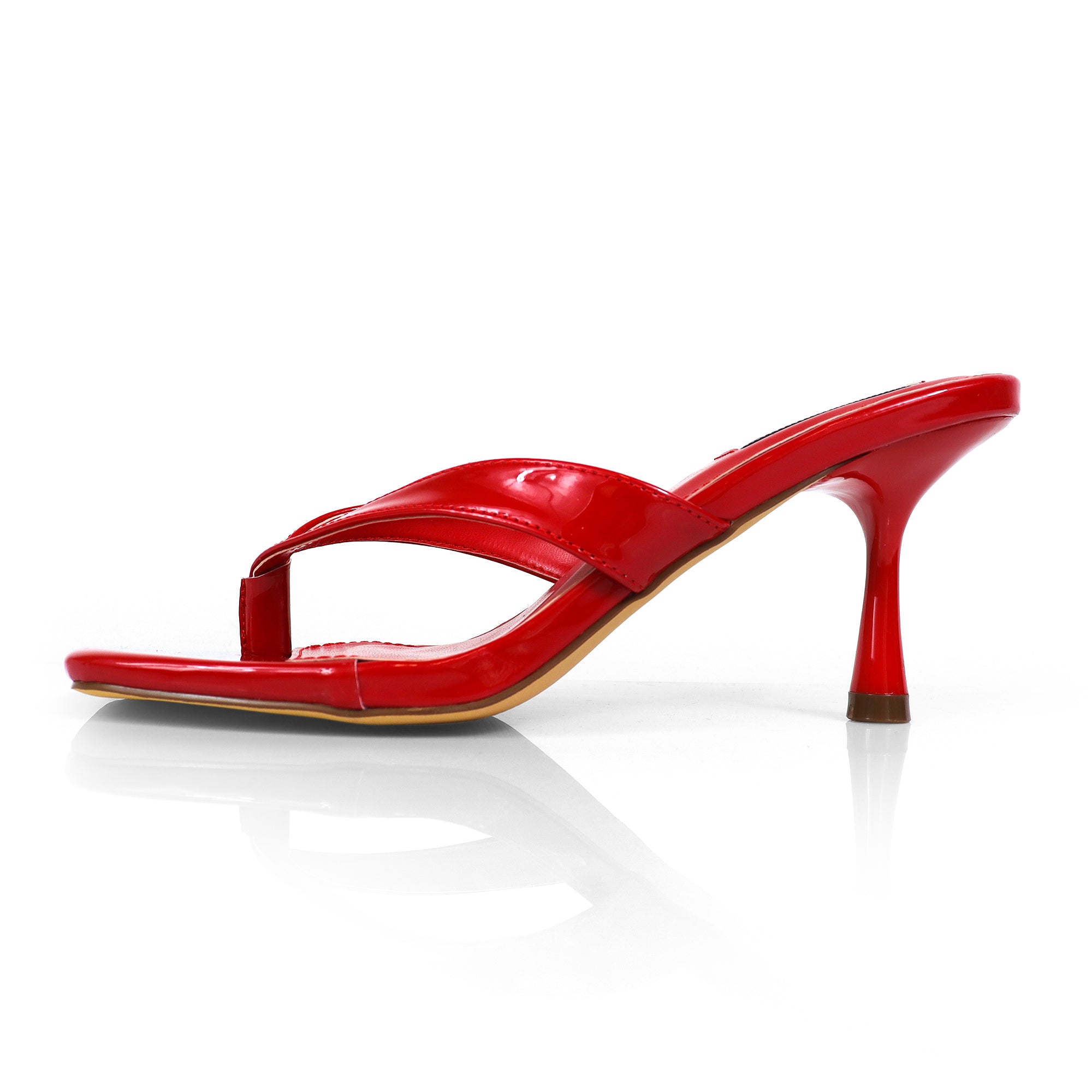 JIN-1 PATENT THONG KITTEN HEEL RED