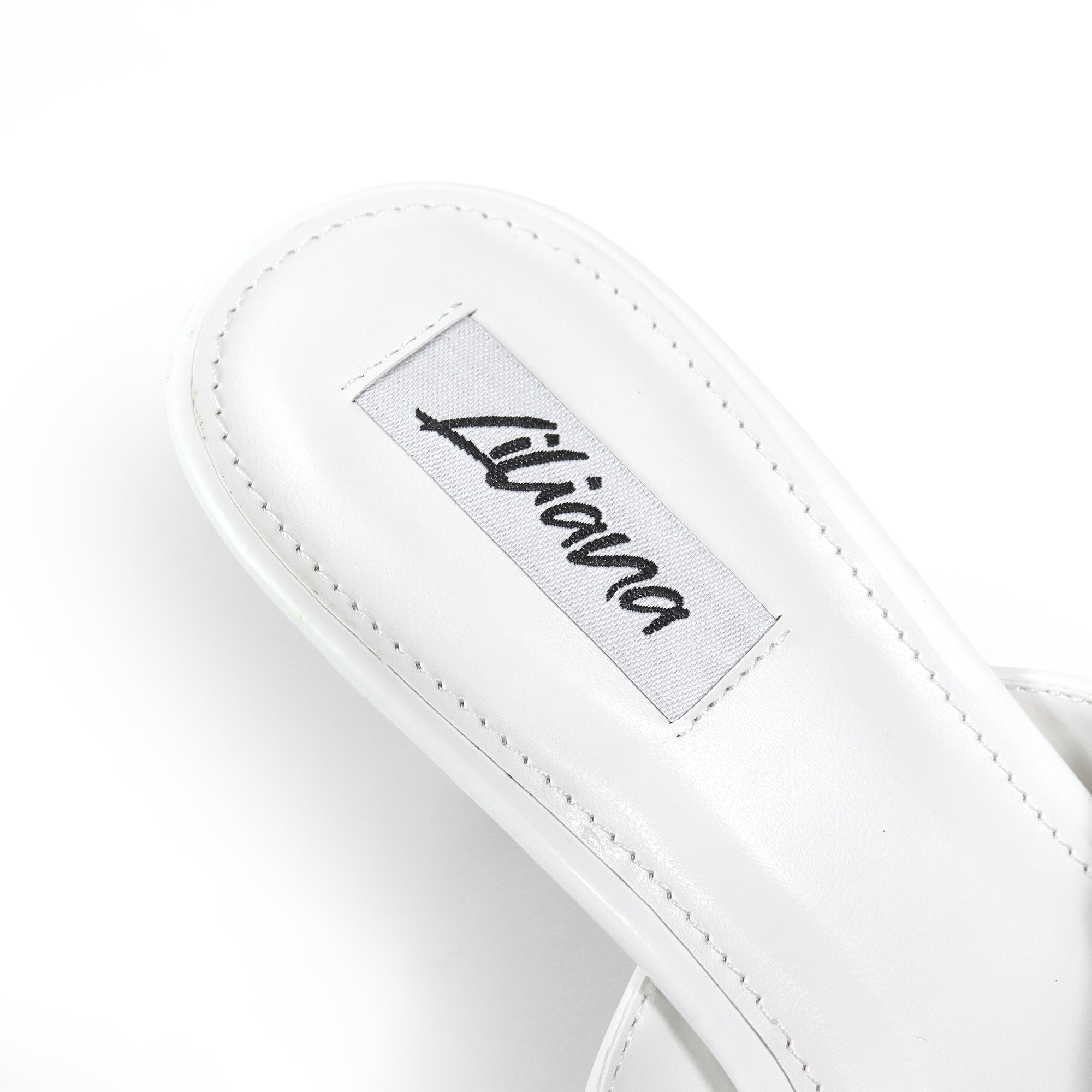 JIN-1 PATENT THONG KITTEN HEEL WHITE