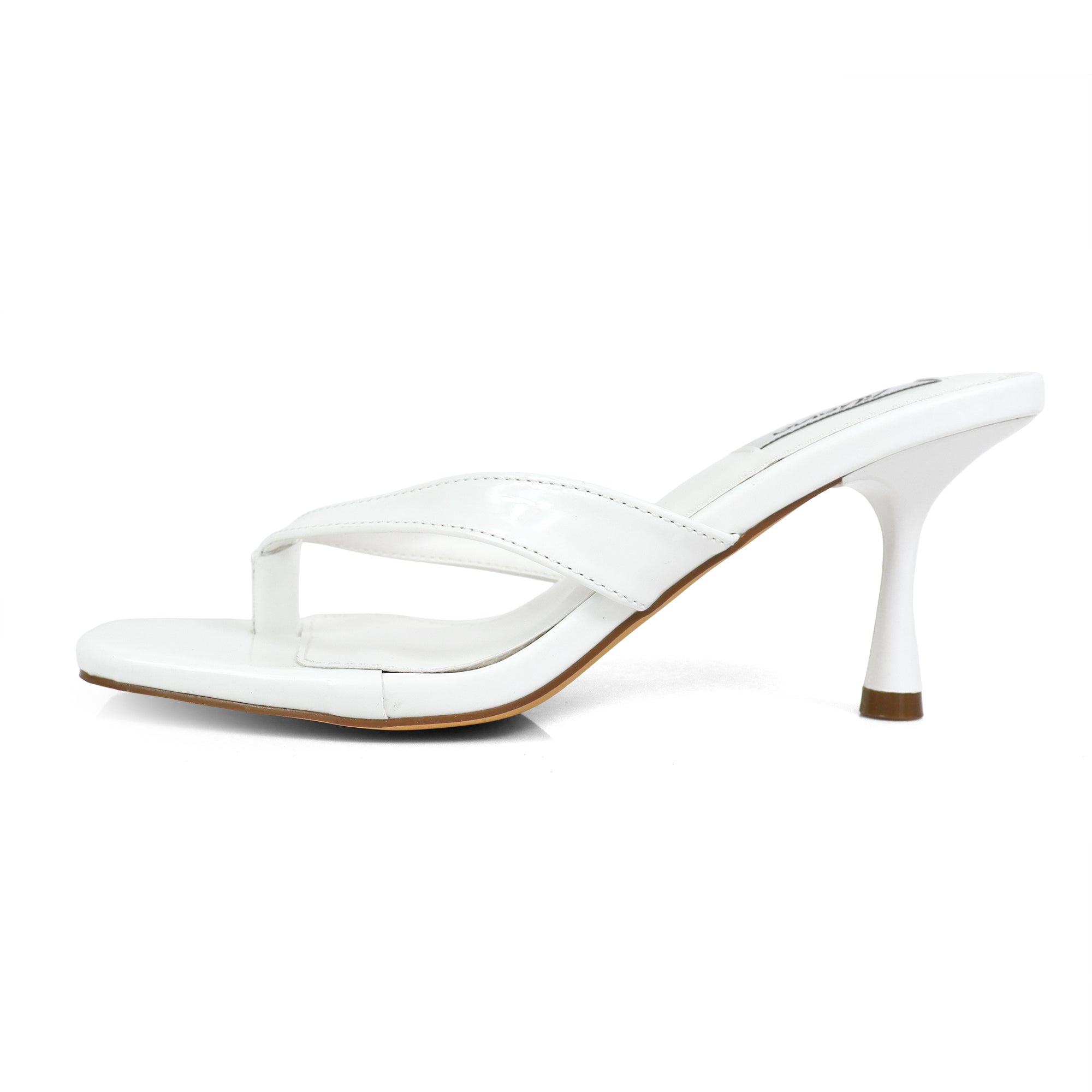 JIN-1 PATENT THONG KITTEN HEEL WHITE