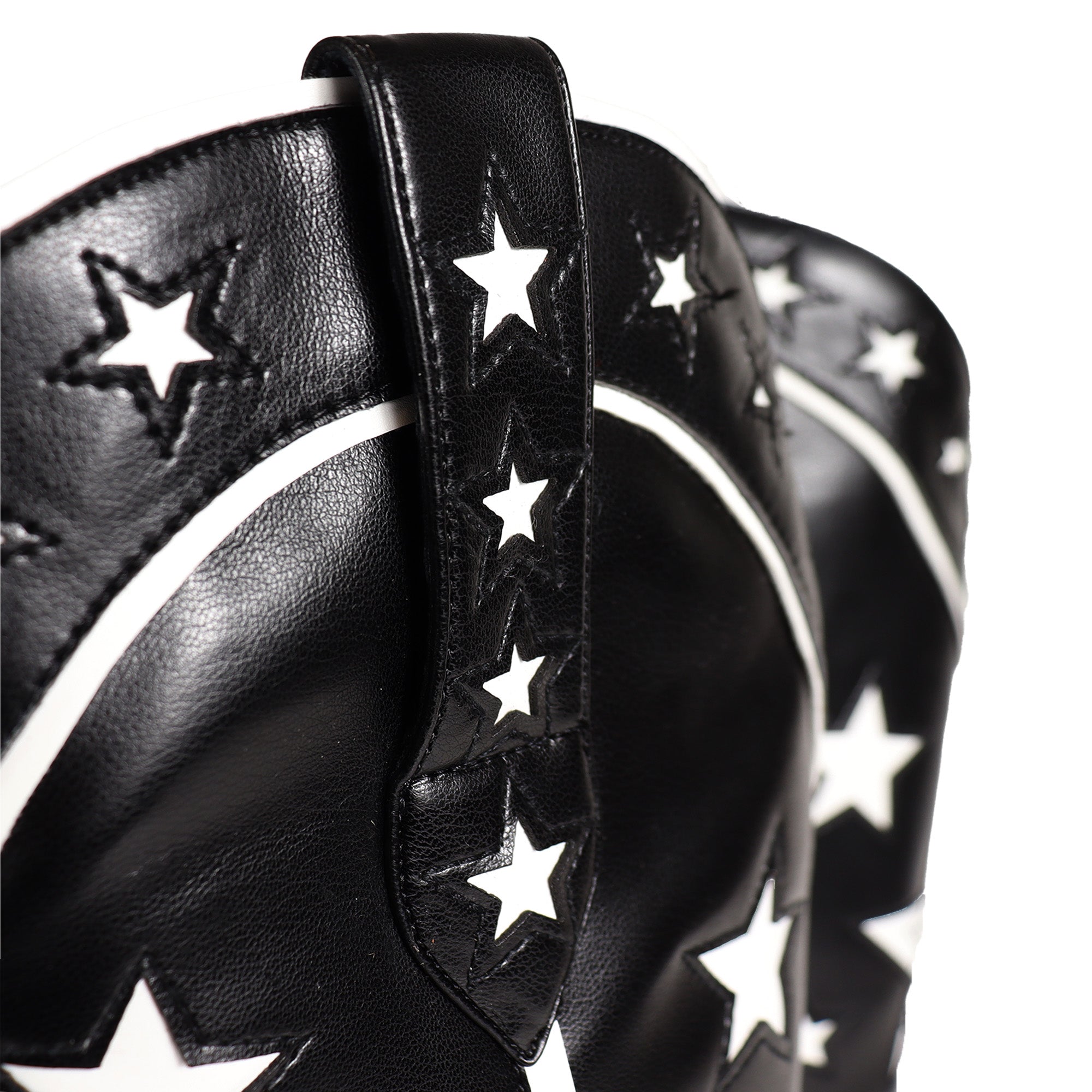 JINKO-1  COWBOY MID CALF WESTERN STAR EMBROIDERED BLACK