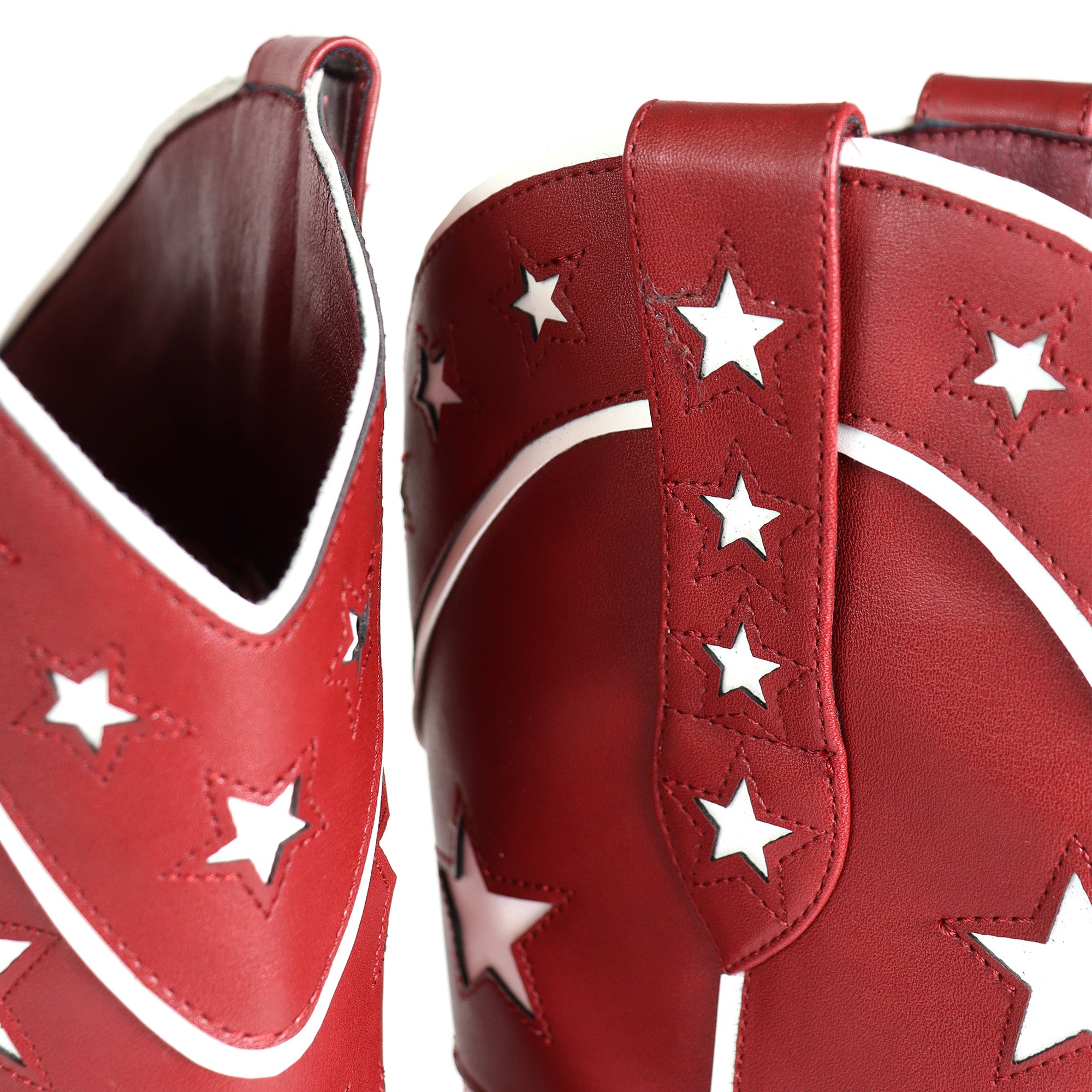 JINKO-1  COWBOY MID CALF WESTERN STAR EMBROIDERED BURGUNDY
