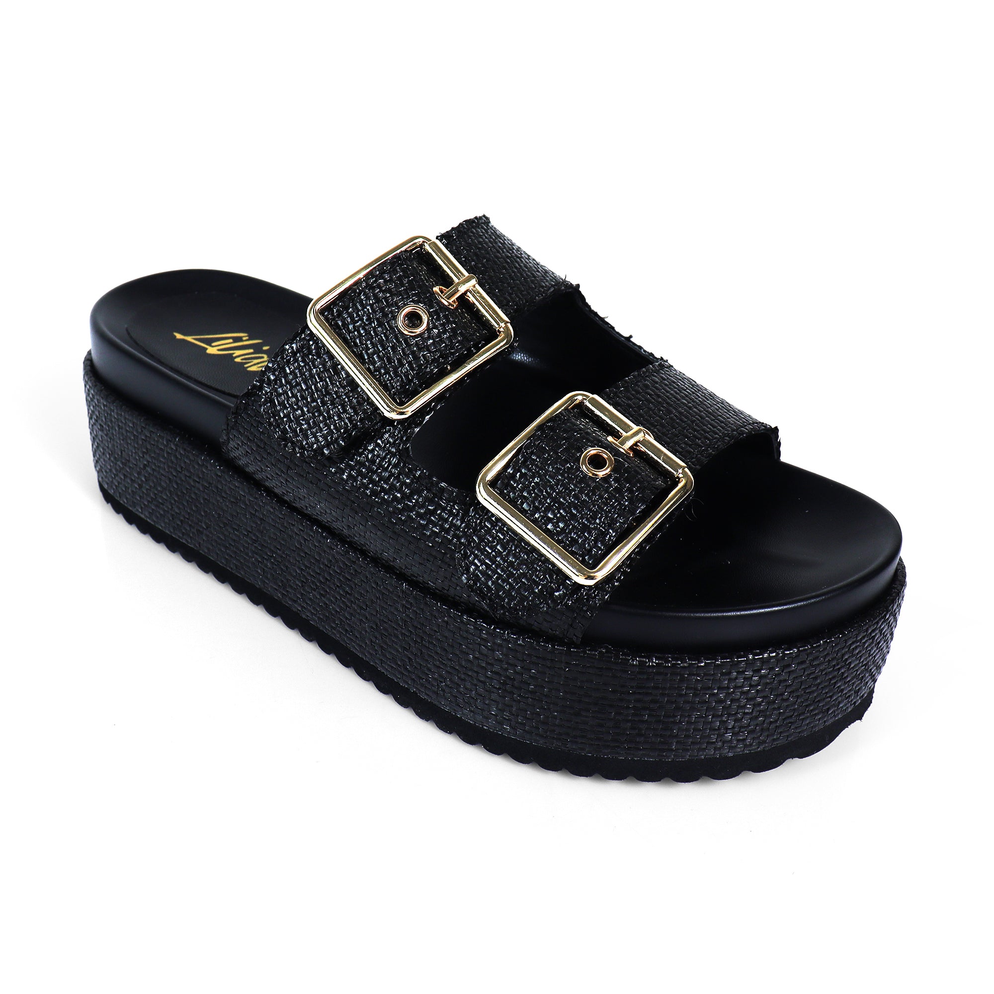 JOANNA-2 DUO BUCKLE THICK PLATFORM SANDAL BLACK