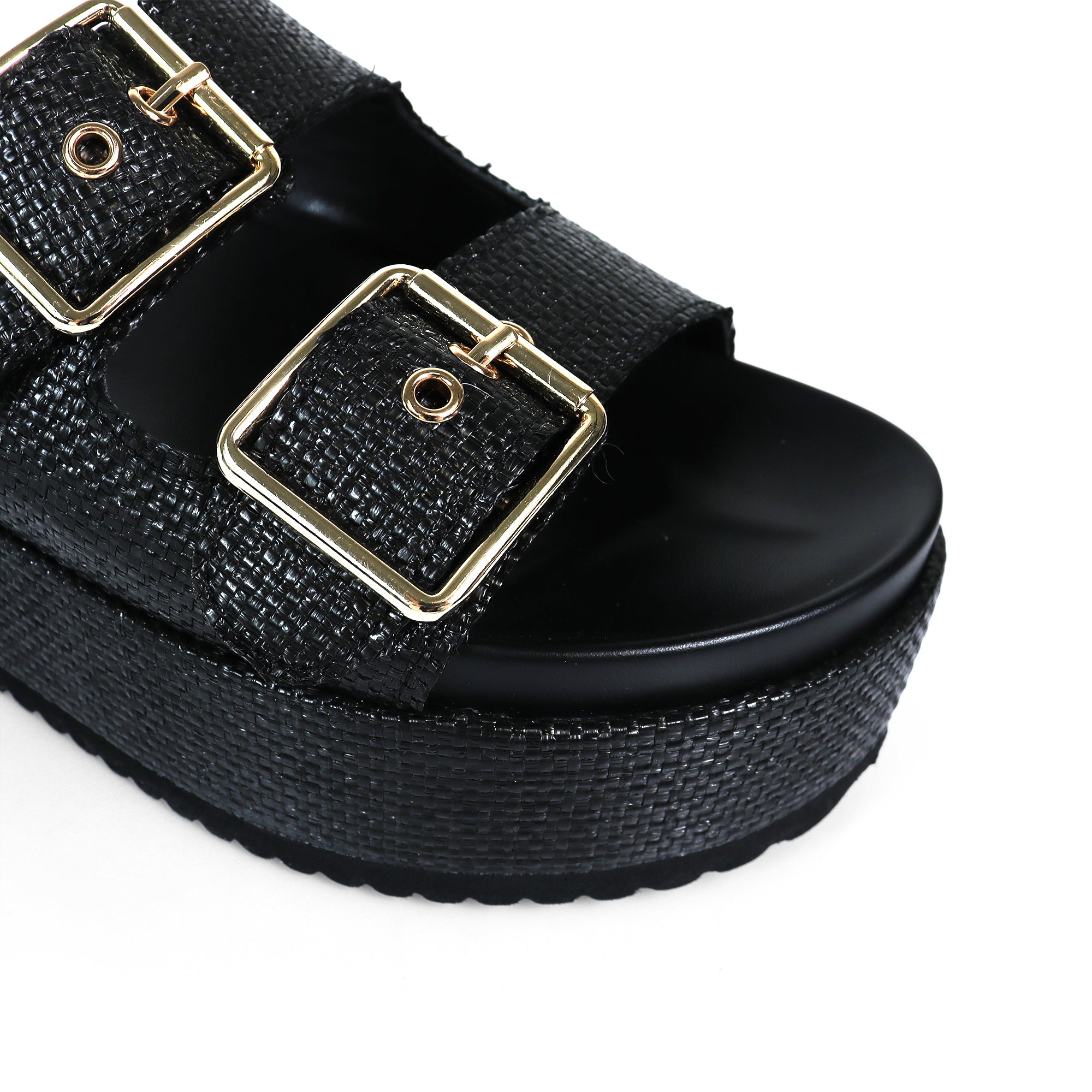 JOANNA-2 DUO BUCKLE THICK PLATFORM SANDAL BLACK