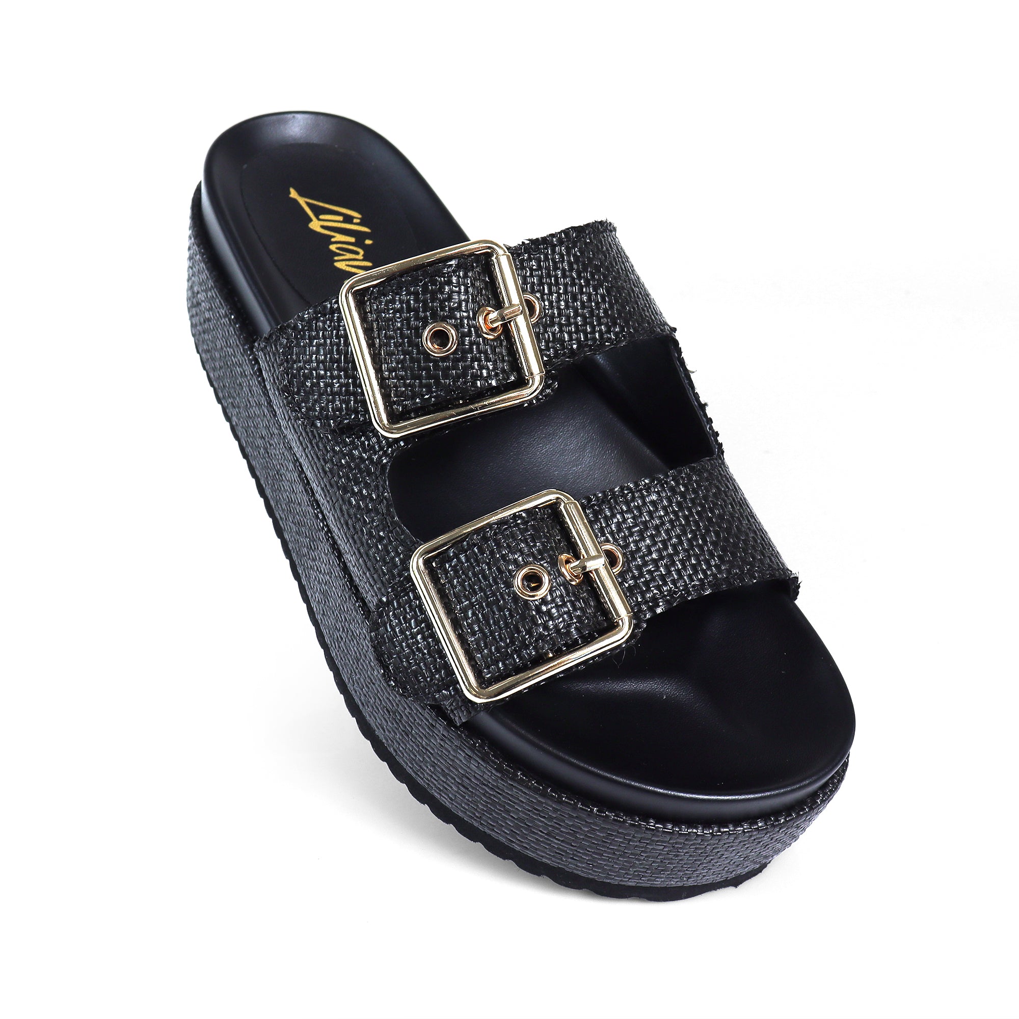 JOANNA-2 DUO BUCKLE THICK PLATFORM SANDAL BLACK