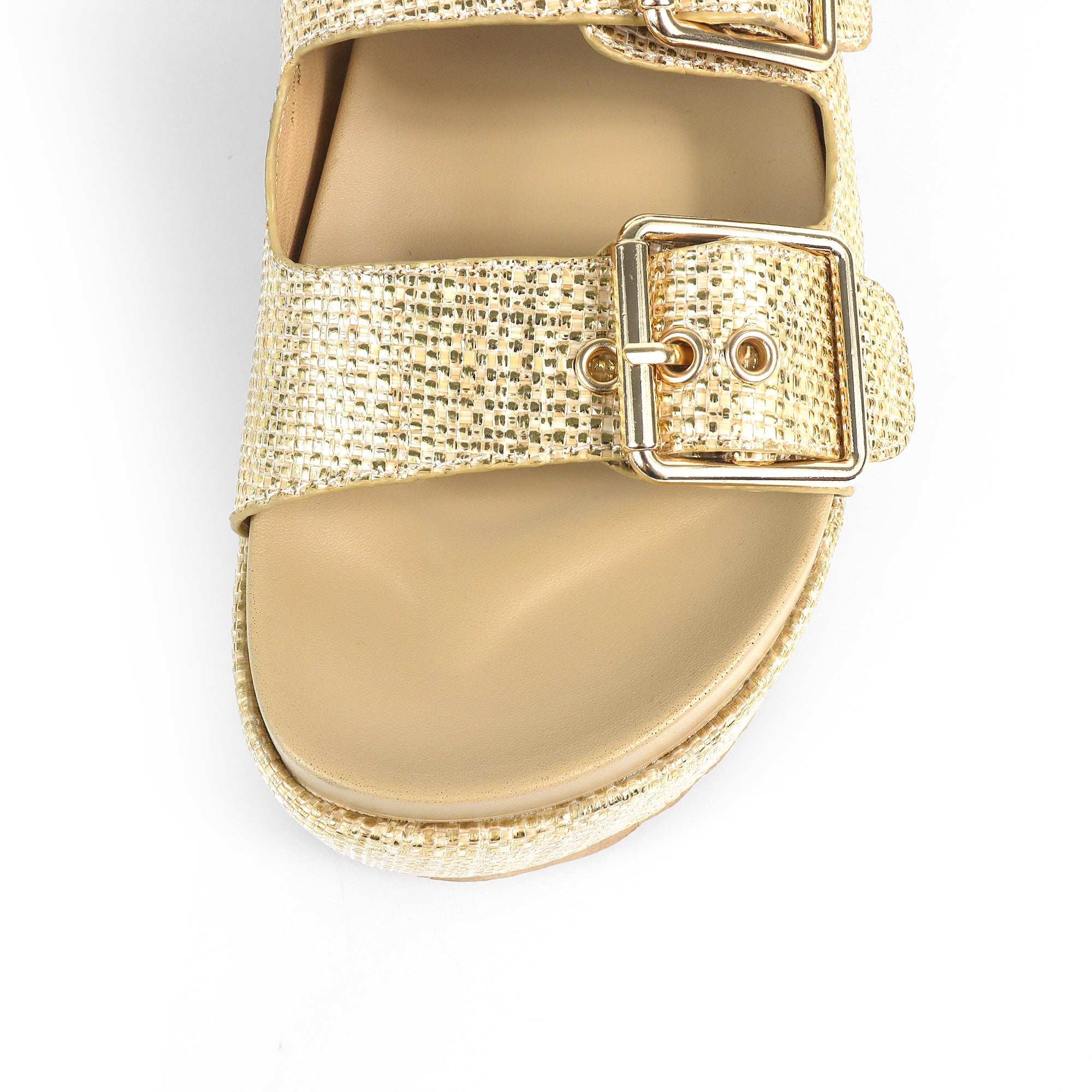 JOANNA-2 DUO BUCKLE THICK PLATFORM SANDAL GOLD