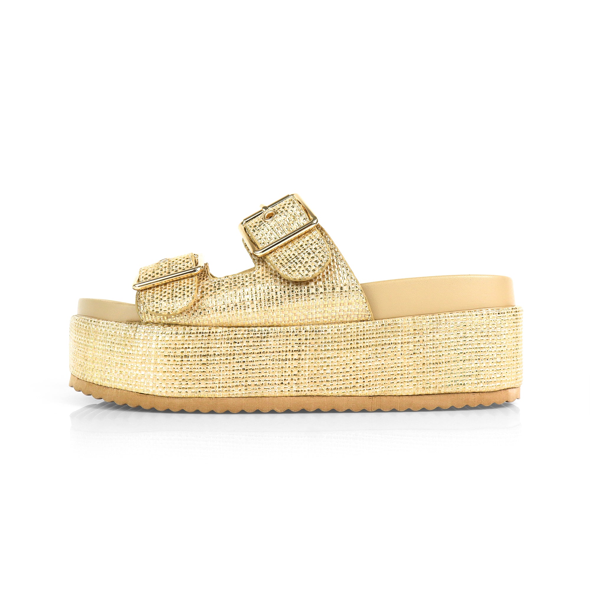 JOANNA-2 DUO BUCKLE THICK PLATFORM SANDAL GOLD