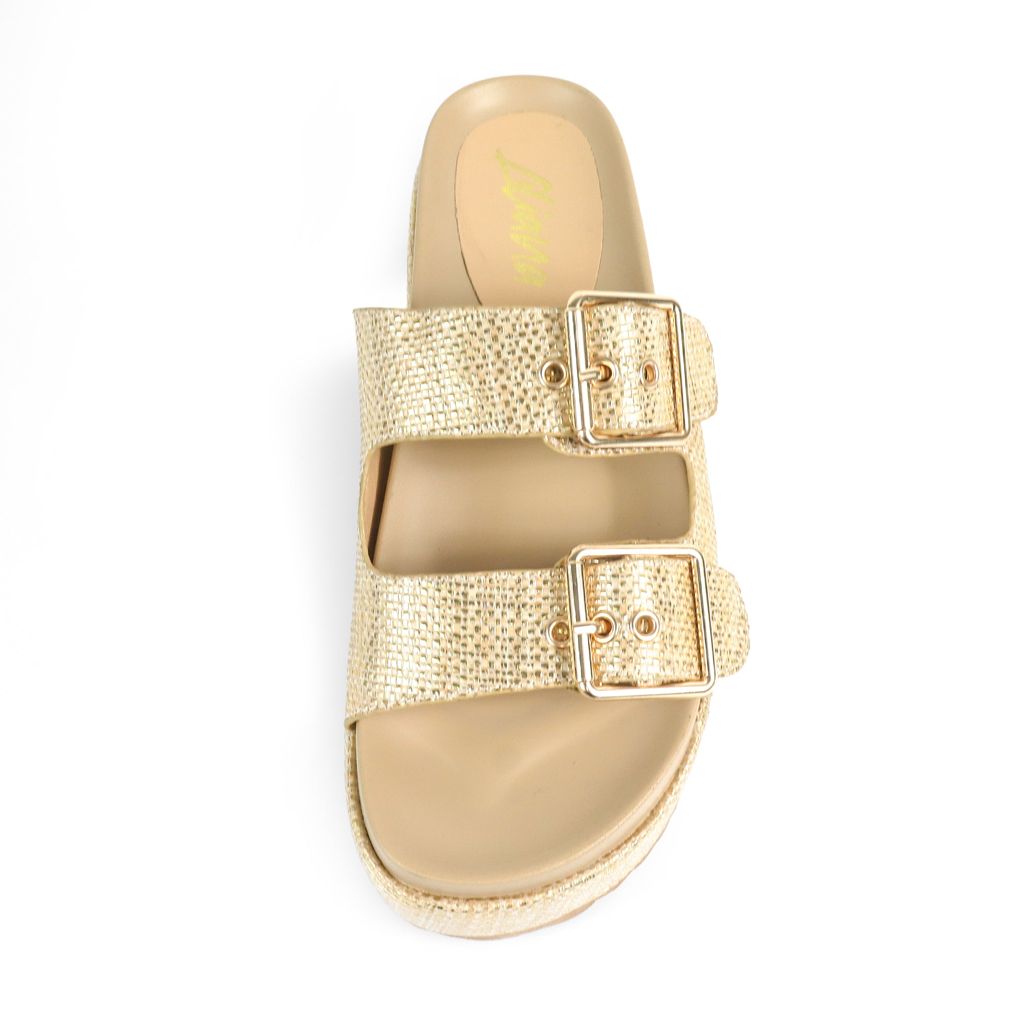 JOANNA-2 DUO BUCKLE THICK PLATFORM SANDAL GOLD
