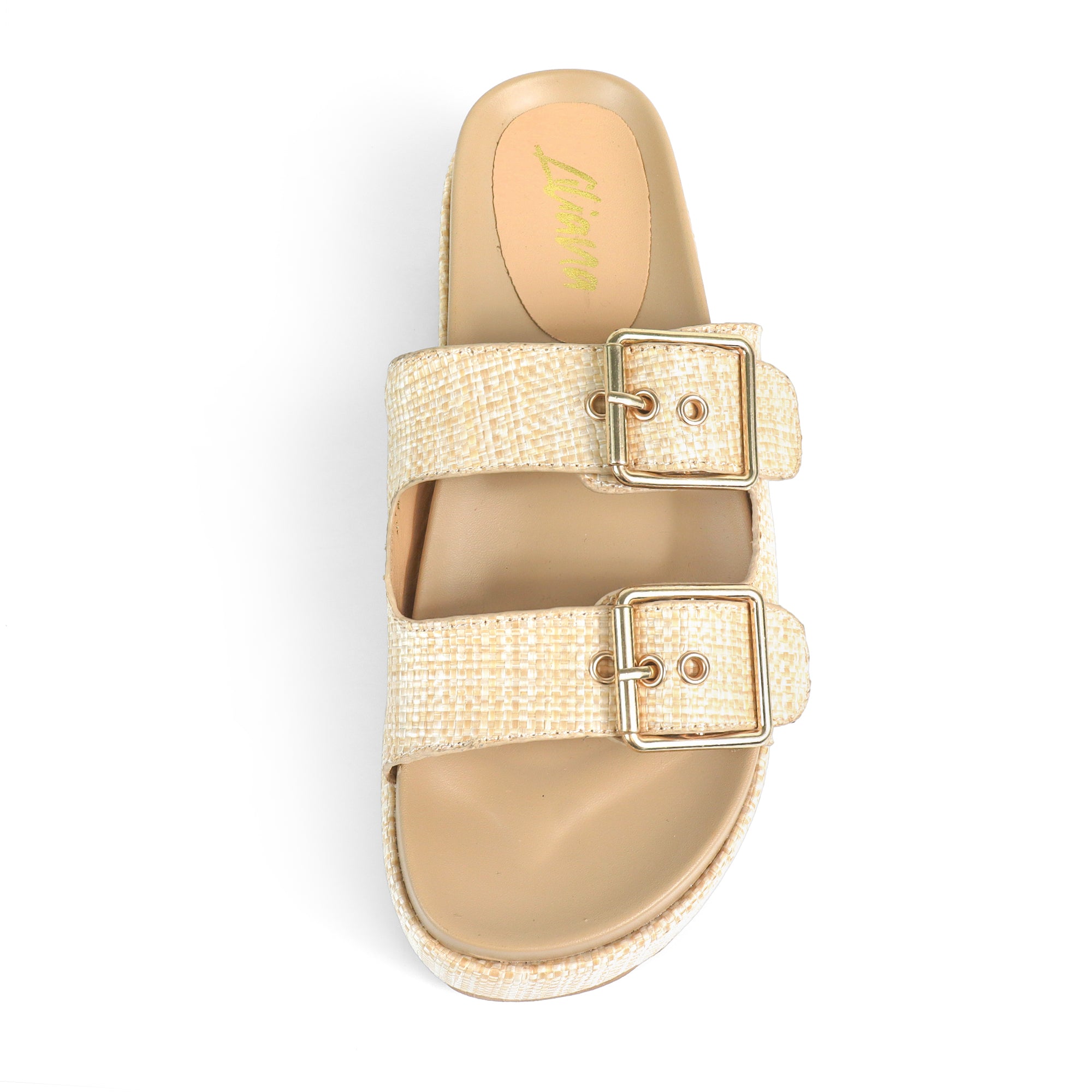 JOANNA-2 DUO BUCKLE THICK PLATFORM SANDAL NATURAL