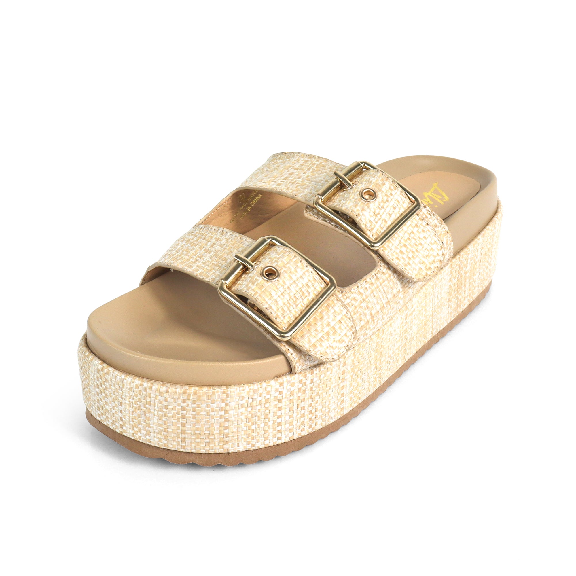 JOANNA-2 DUO BUCKLE THICK PLATFORM SANDAL NATURAL