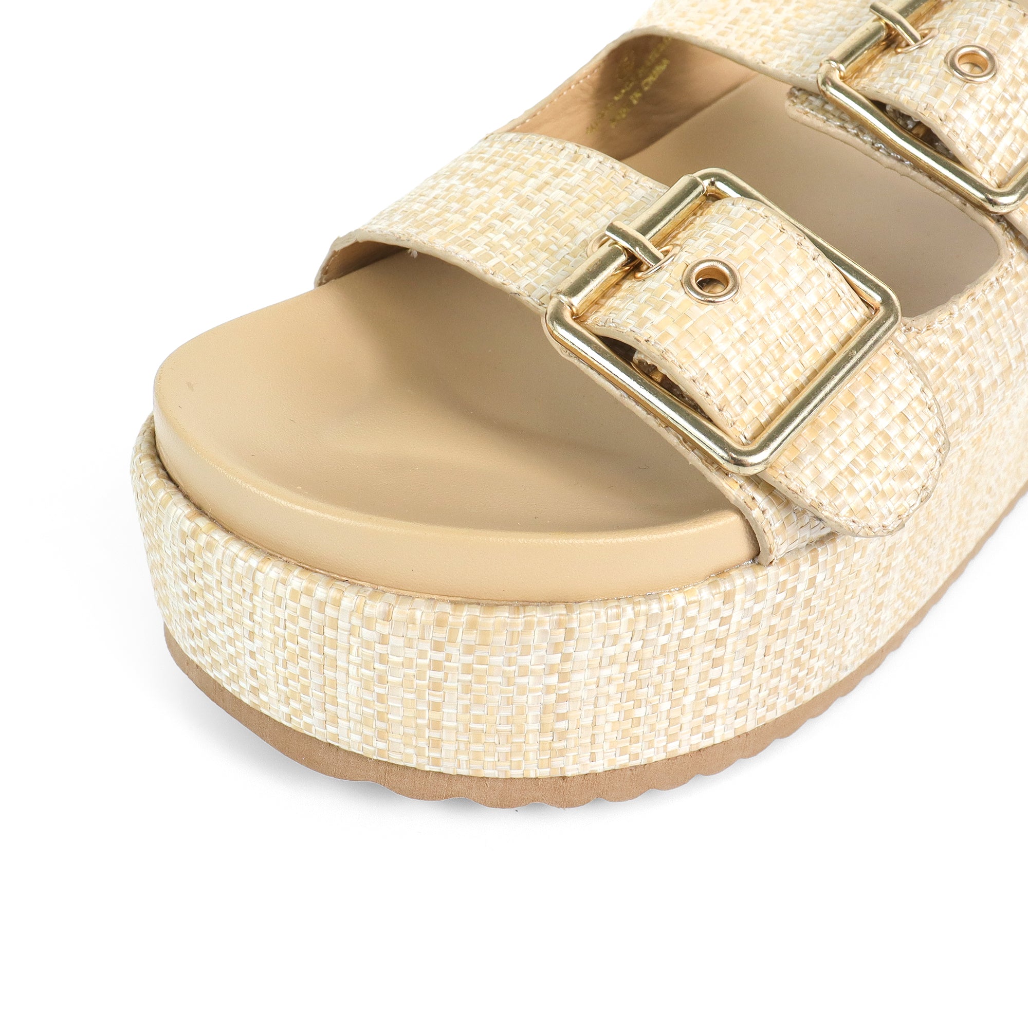 JOANNA-2 DUO BUCKLE THICK PLATFORM SANDAL NATURAL